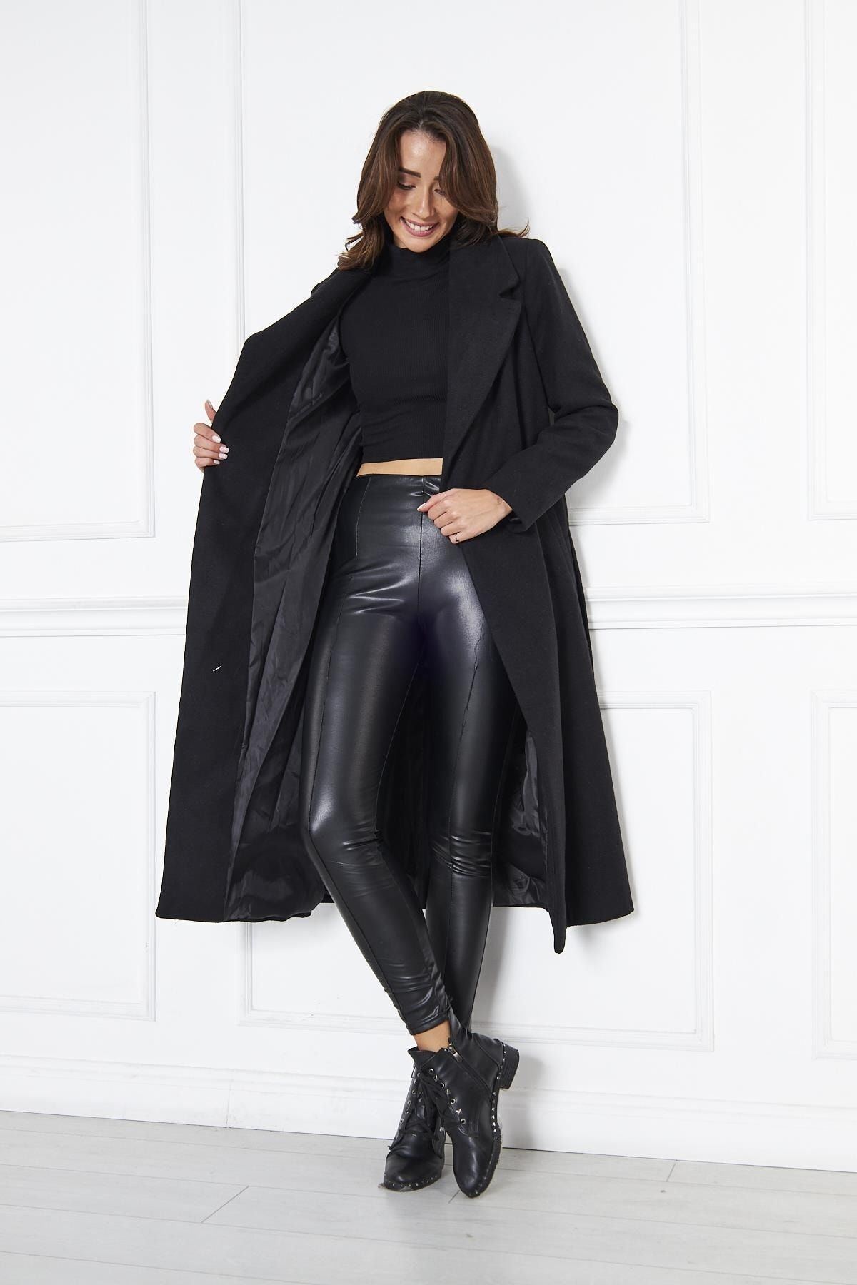 Kadın Kaşe Kaban Astarlı Kuşaklı