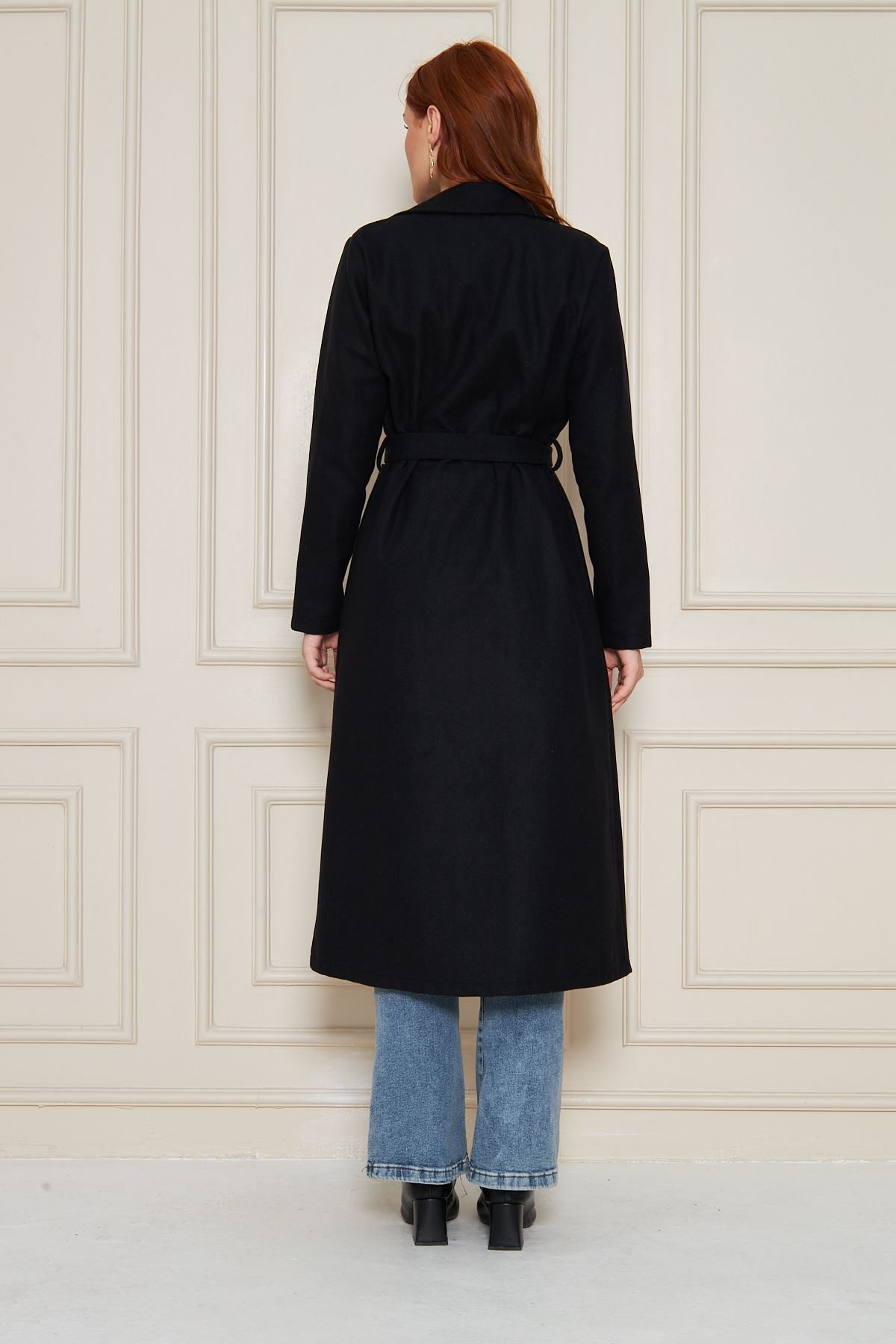 Kadın Kaşe Astarsız Kuşaklı Kaban