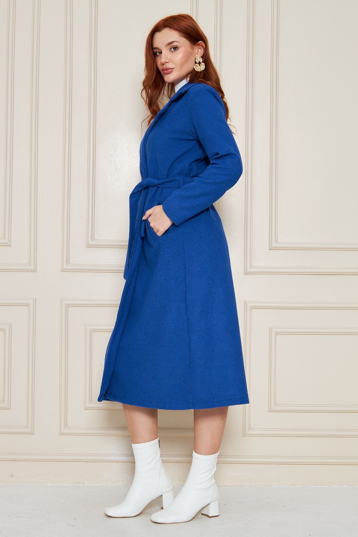 Kadın Kaşe Astarsız Kuşaklı Kaban