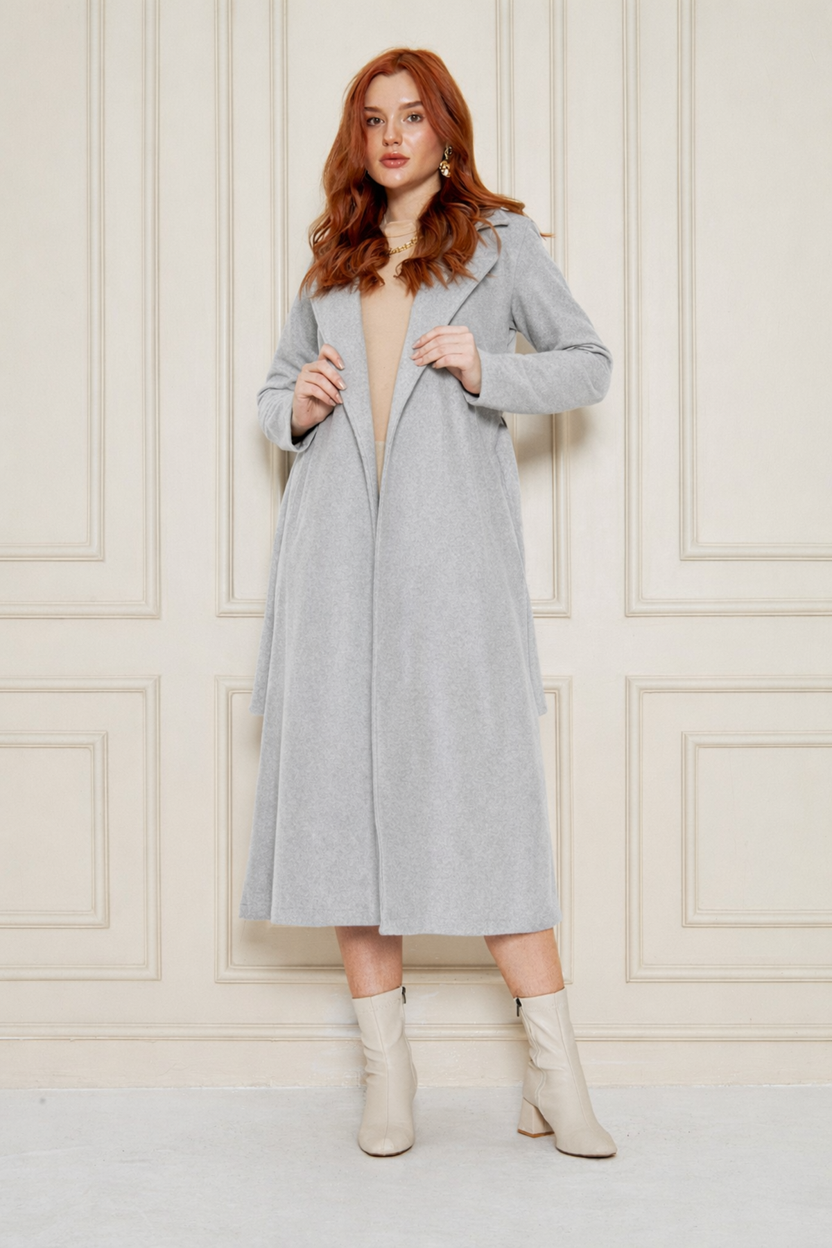 Kadın Kaşe Astarsız Kuşaklı Kaban