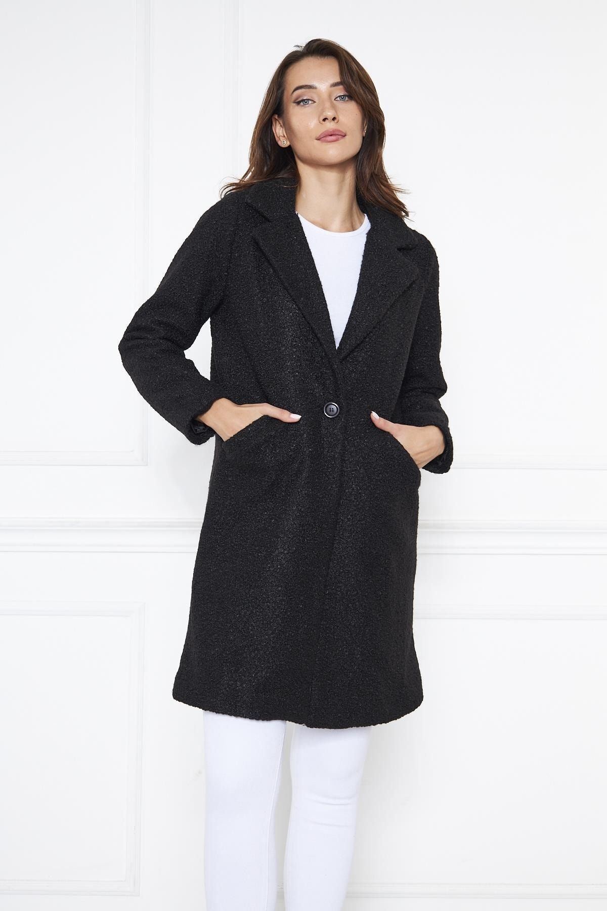 Kadın Yün Karışımlı Buklet Kaban