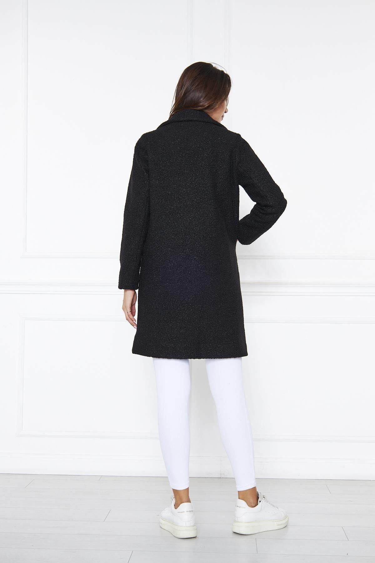 Kadın Yün Karışımlı Buklet Kaban