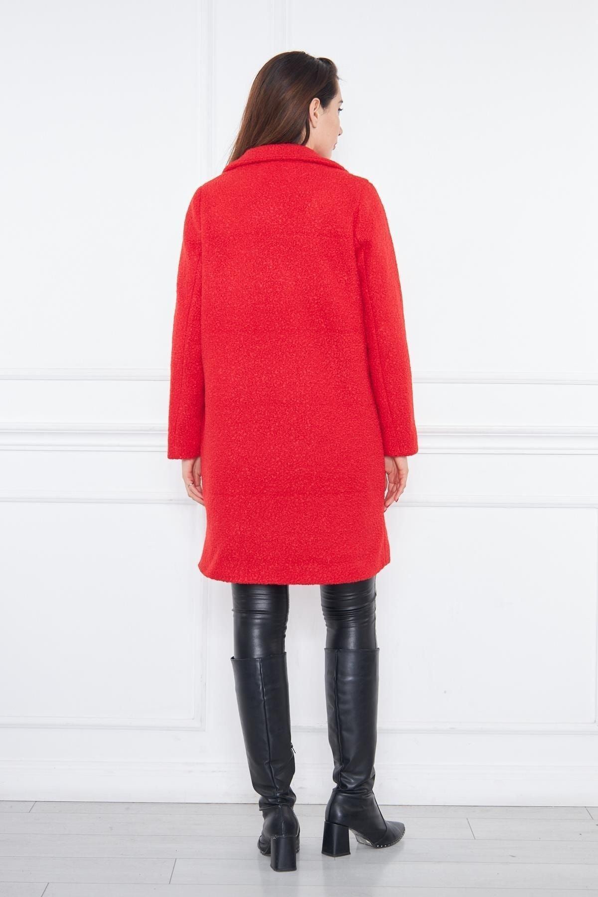 Kadın Yün Karışımlı Buklet Kaban