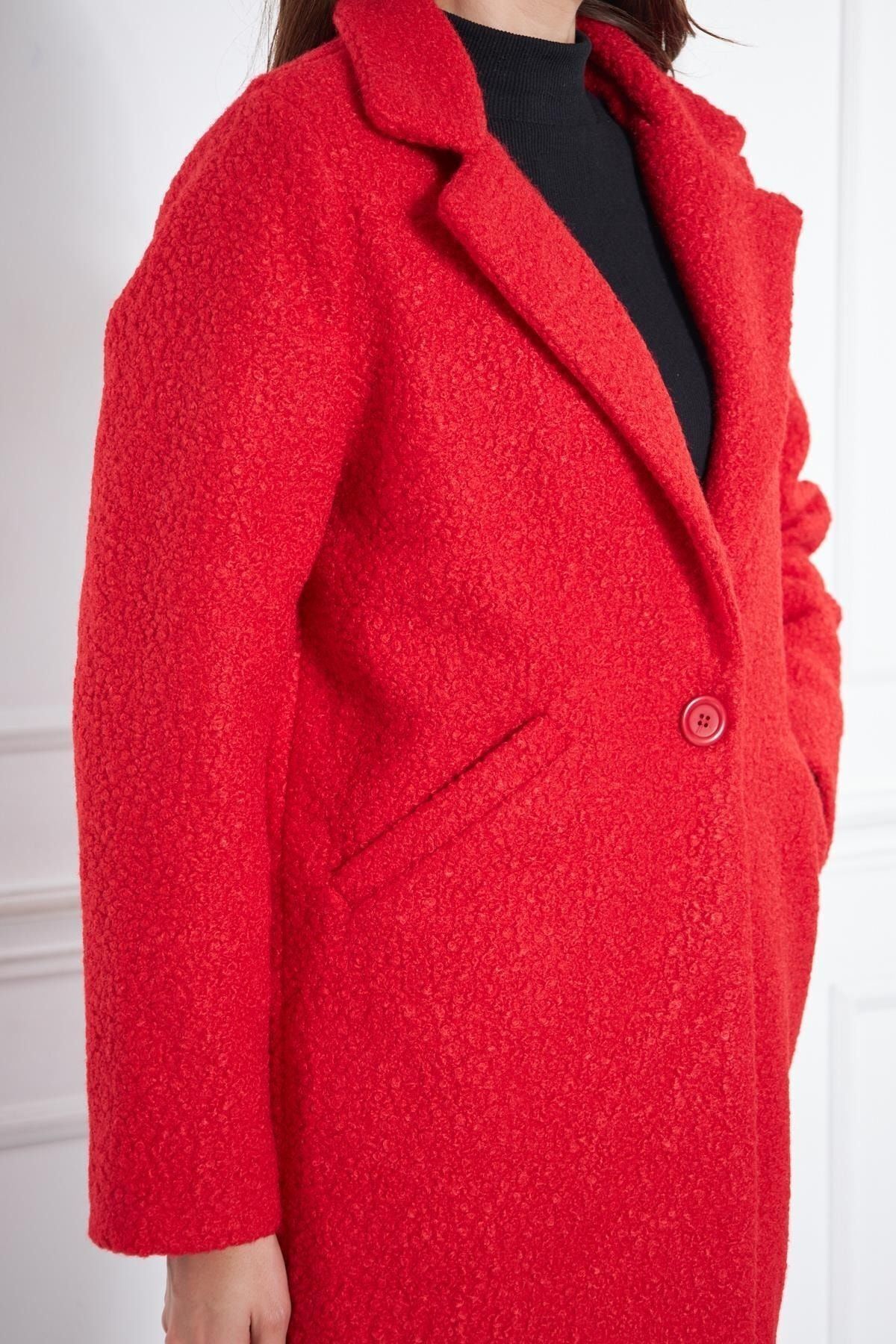 Kadın Yün Karışımlı Buklet Kaban