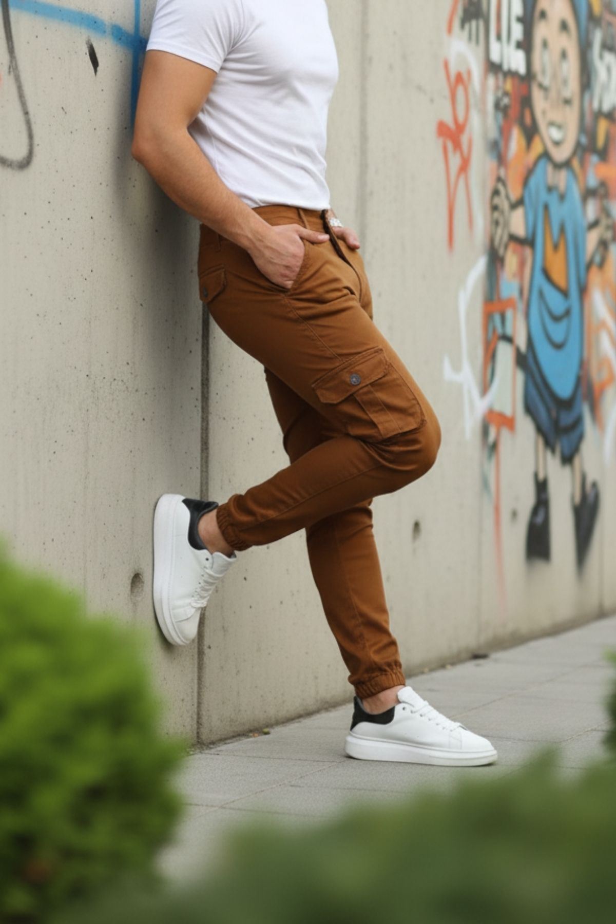 Erkek Bel Kemerli Körüklü Jogger Paça Lastikli Pantolon