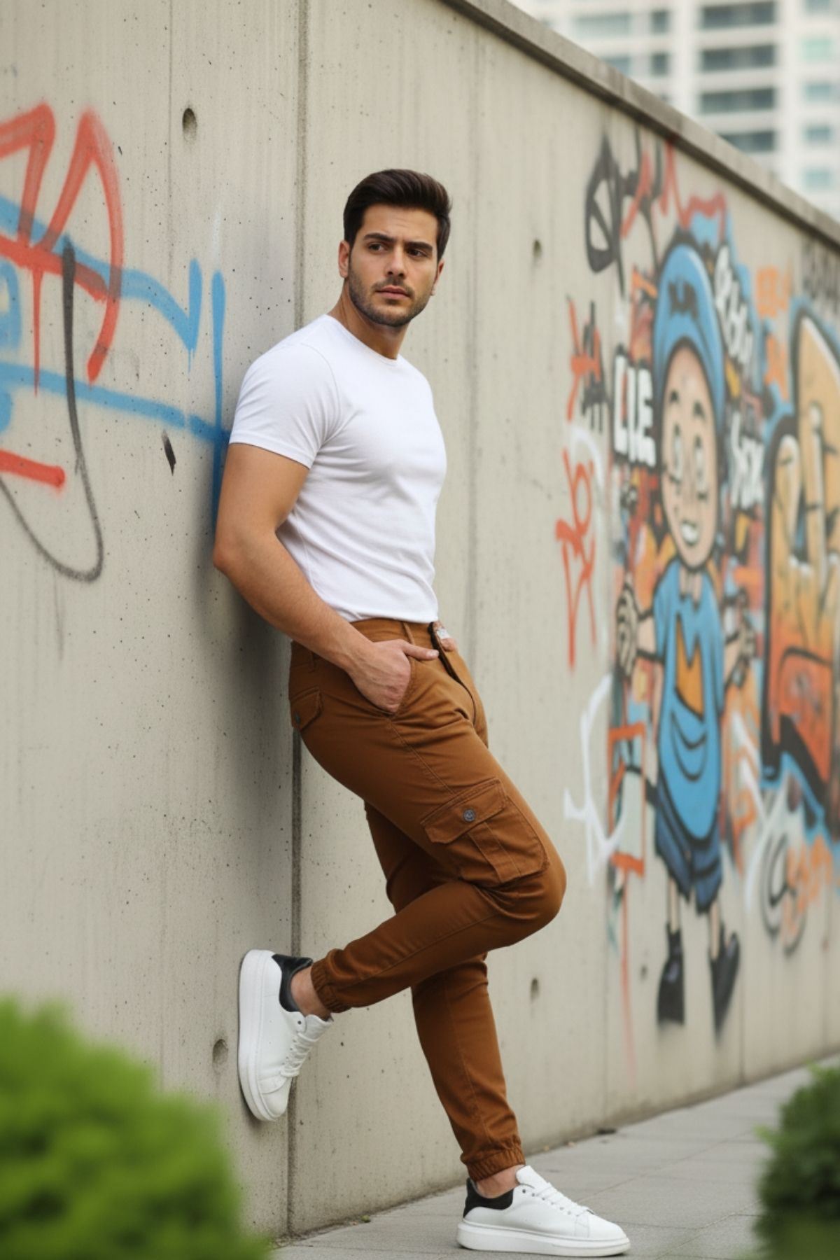 Erkek Bel Kemerli Körüklü Jogger Paça Lastikli Pantolon