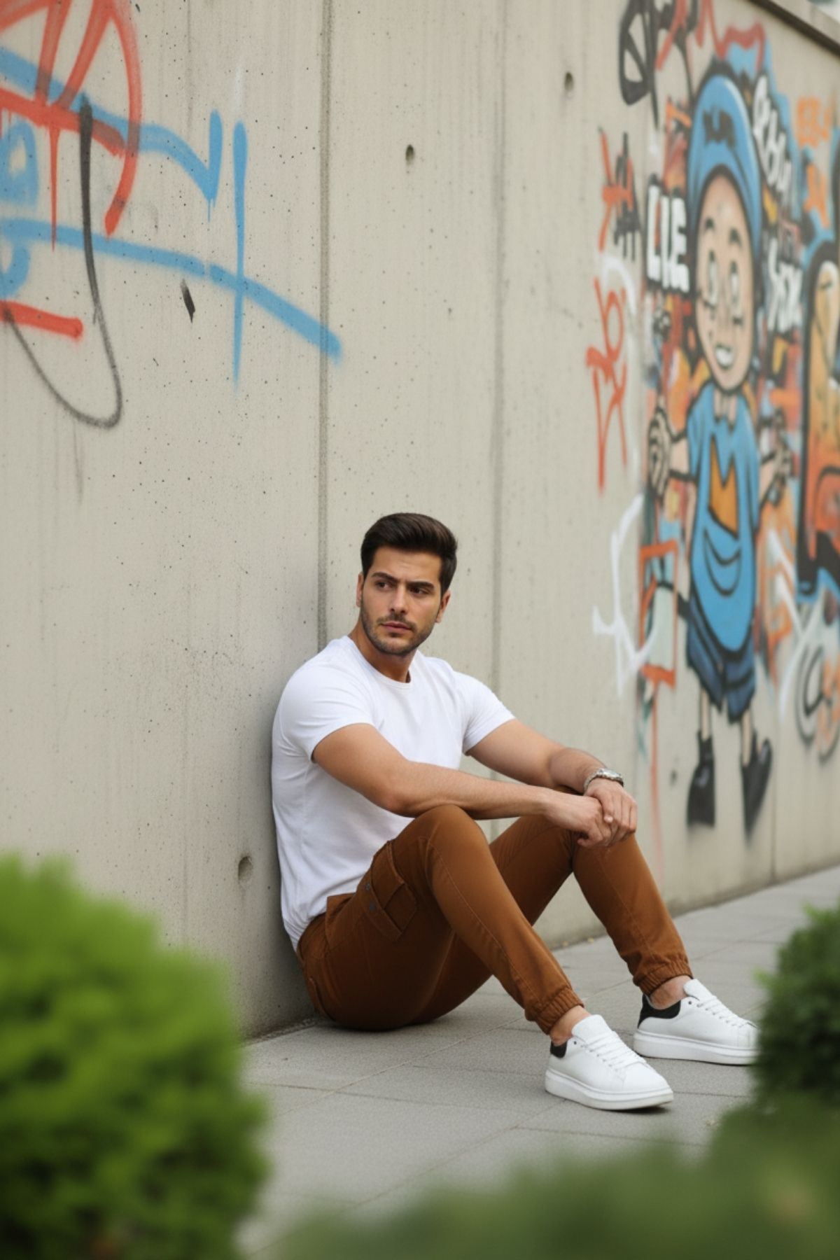 Erkek Bel Kemerli Körüklü Jogger Paça Lastikli Pantolon