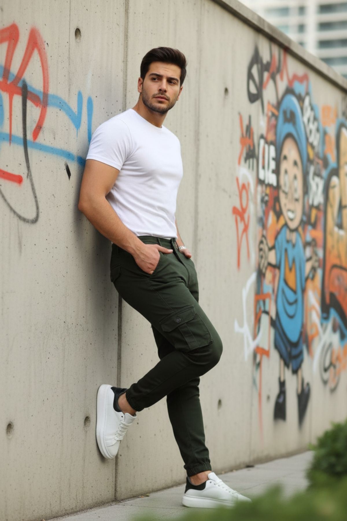 Erkek Bel Kemerli Körüklü Jogger Paça Lastikli Pantolon