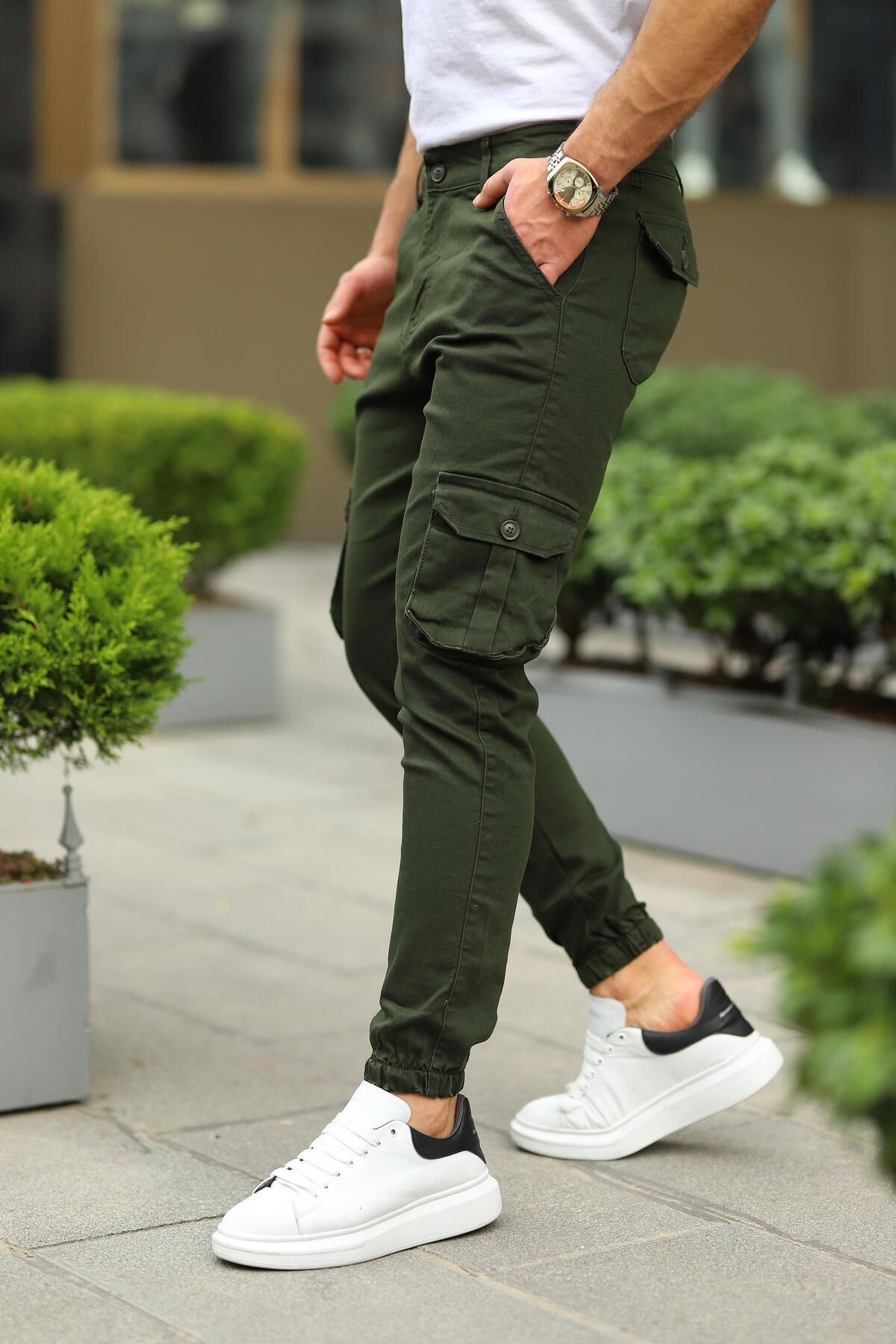 Erkek Bel Kemerli Körüklü Jogger Paça Lastikli Pantolon