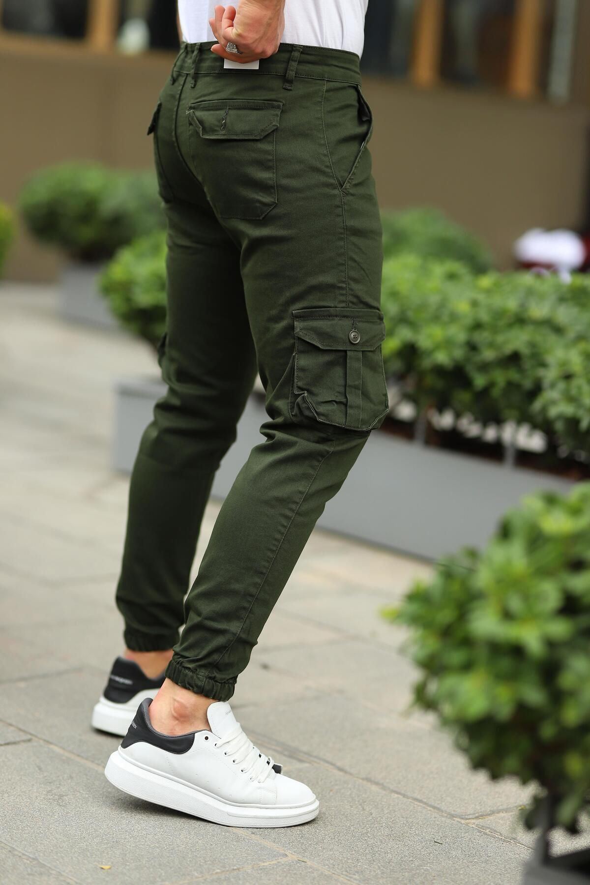 Erkek Bel Kemerli Körüklü Jogger Paça Lastikli Pantolon