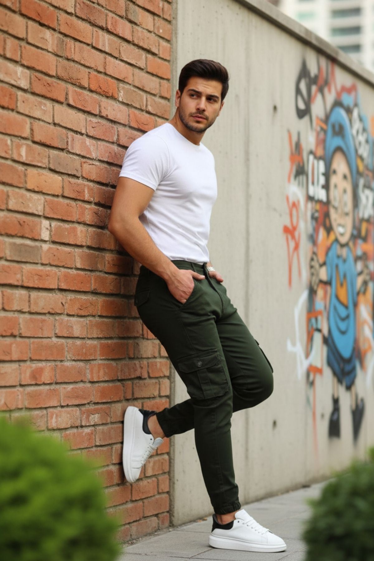 Erkek Bel Kemerli Körüklü Jogger Paça Lastikli Pantolon