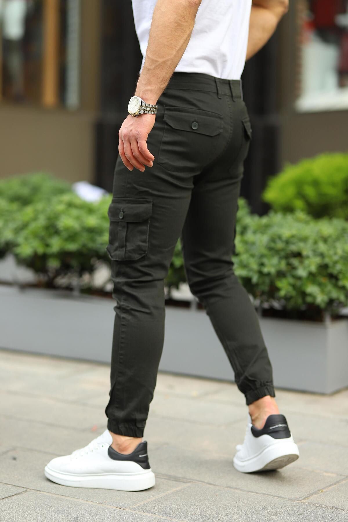 Erkek Bel Kemerli Körüklü Jogger Paça Lastikli Pantolon