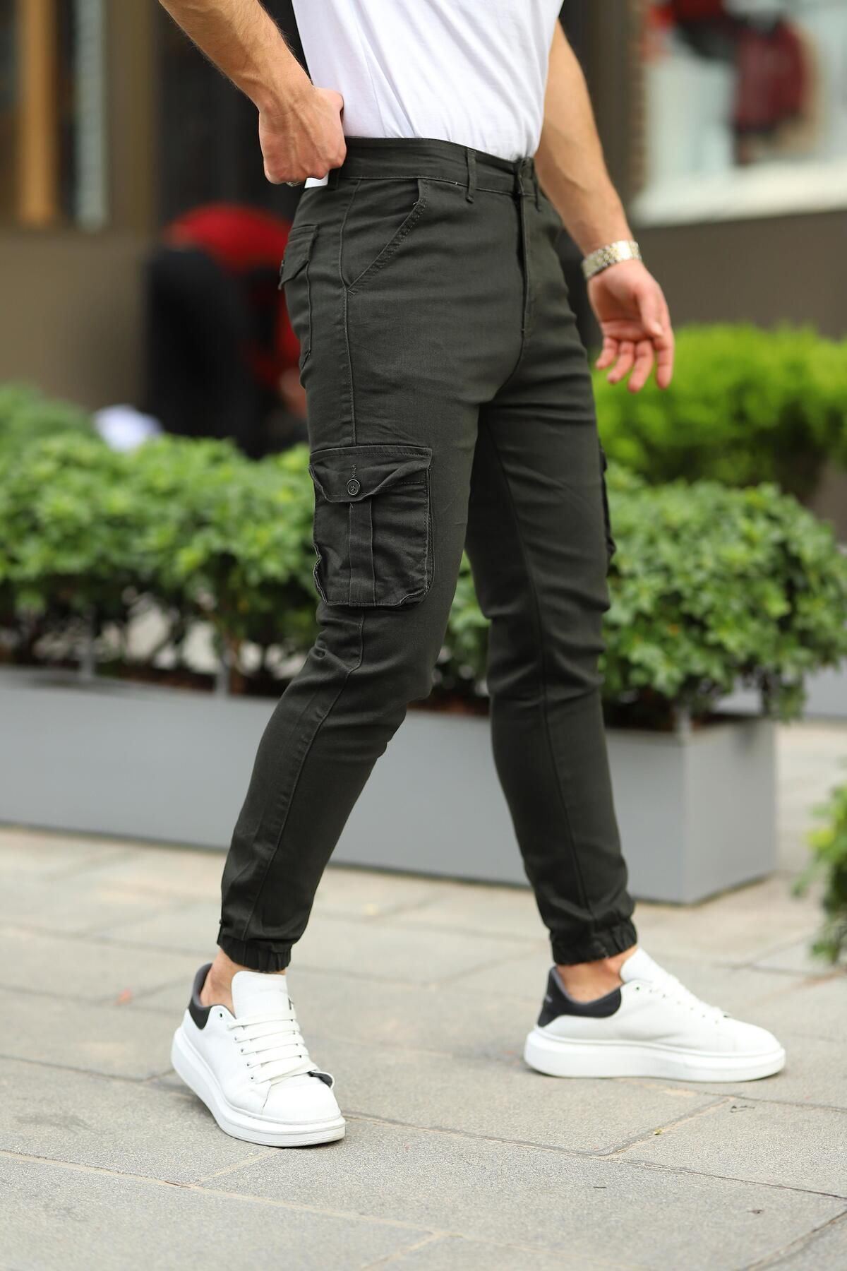 Erkek Bel Kemerli Körüklü Jogger Paça Lastikli Pantolon