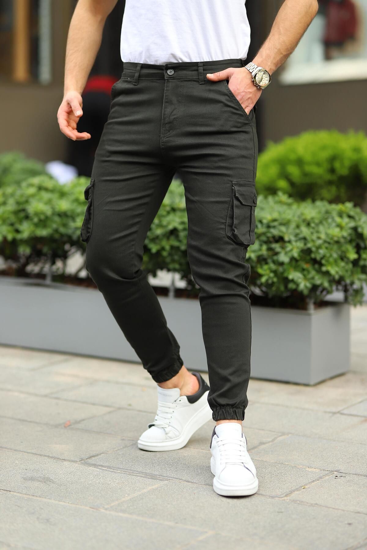 Erkek Bel Kemerli Körüklü Jogger Paça Lastikli Pantolon