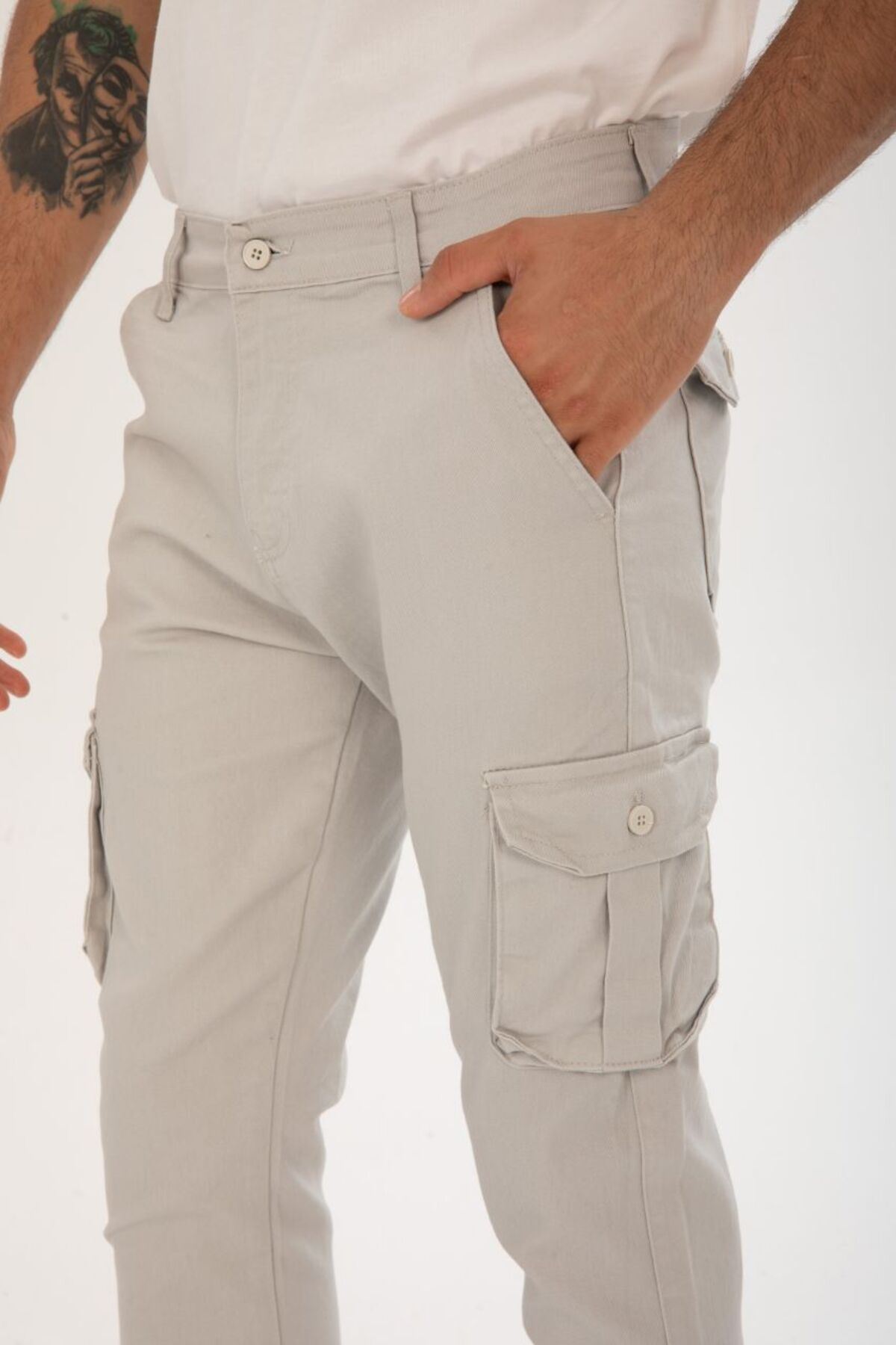 ERKEK BEL KEMERLİ KÖRÜKLÜ JOGGER PAÇA LASTİKLİ PANTOLON