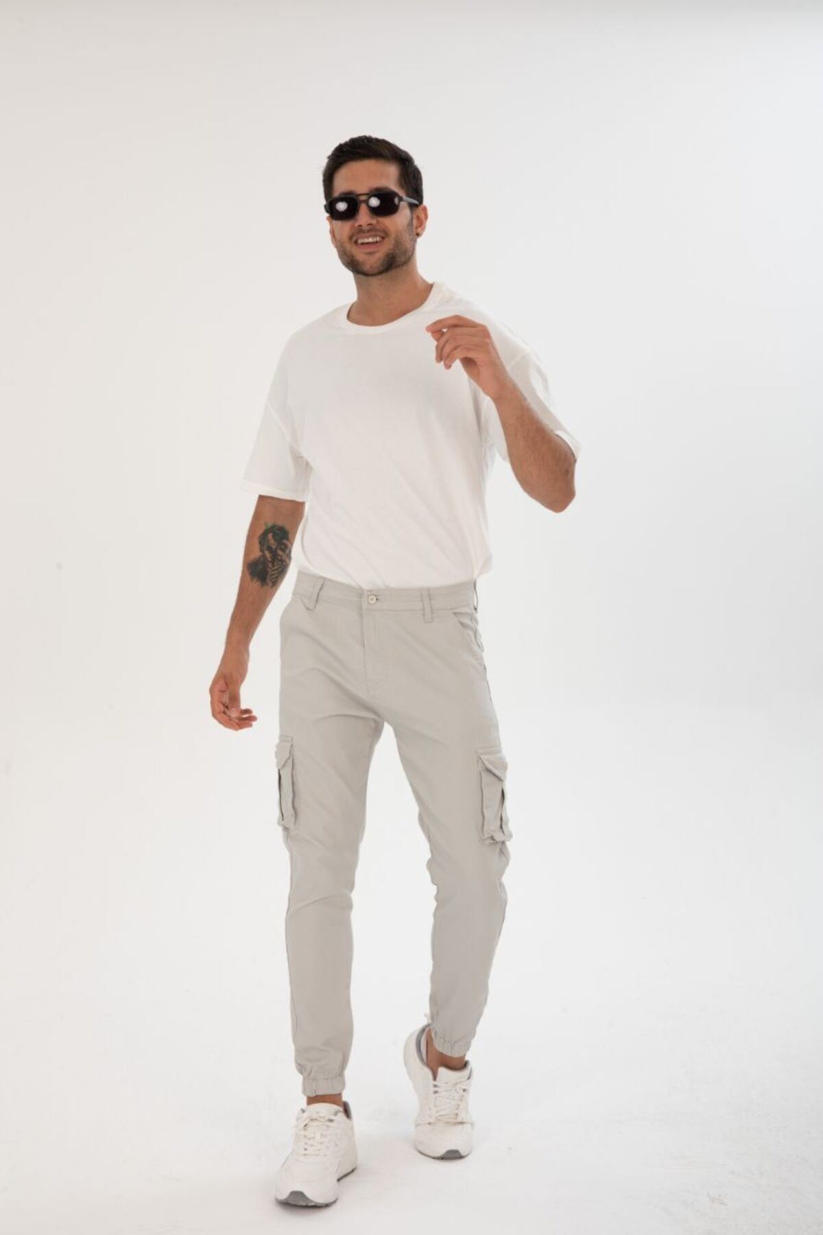 ERKEK BEL KEMERLİ KÖRÜKLÜ JOGGER PAÇA LASTİKLİ PANTOLON