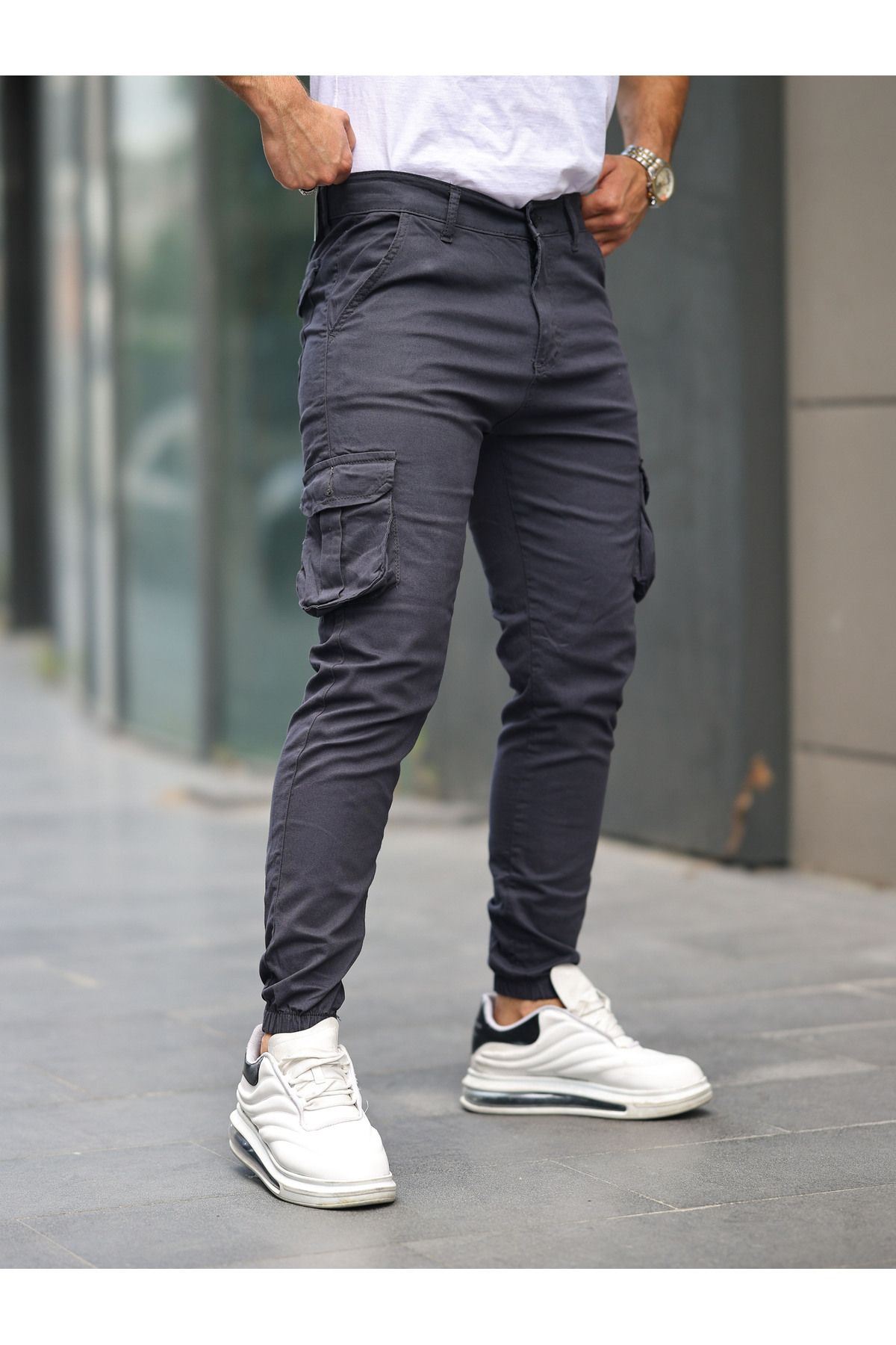 ERKEK BEL KEMERLİ KÖRÜKLÜ JOGGER PAÇA LASTİKLİ PANTOLON