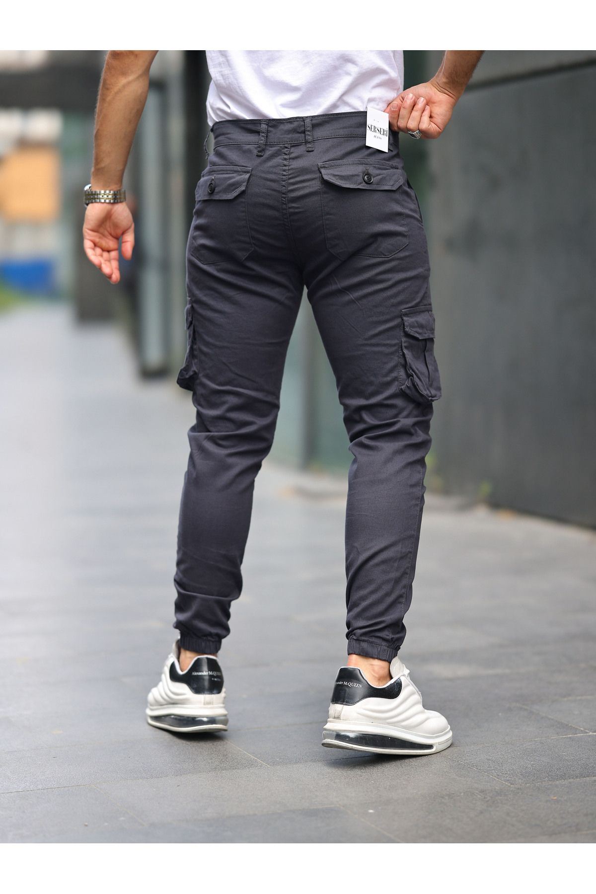 ERKEK BEL KEMERLİ KÖRÜKLÜ JOGGER PAÇA LASTİKLİ PANTOLON
