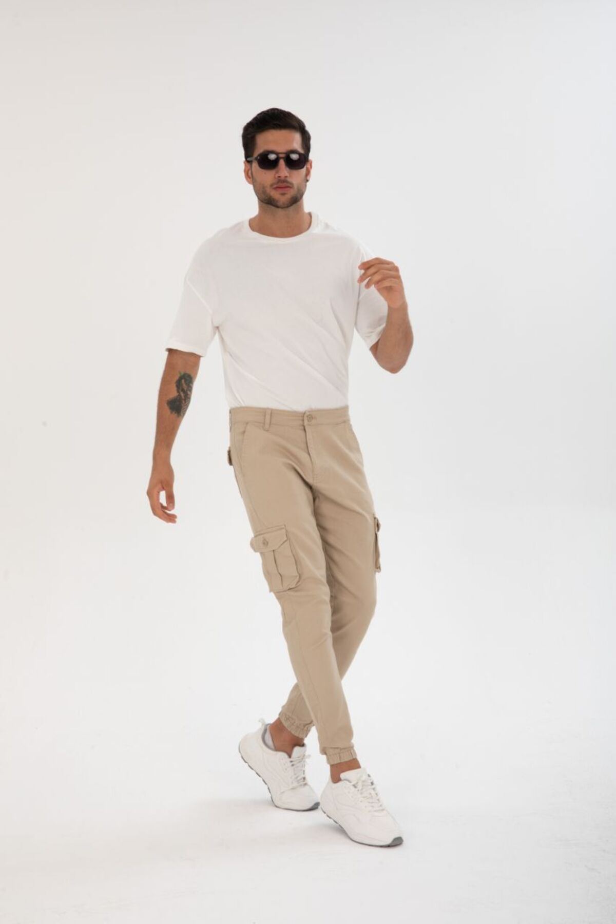 ERKEK BEL KEMERLİ KÖRÜKLÜ JOGGER PAÇA LASTİKLİ PANTOLON