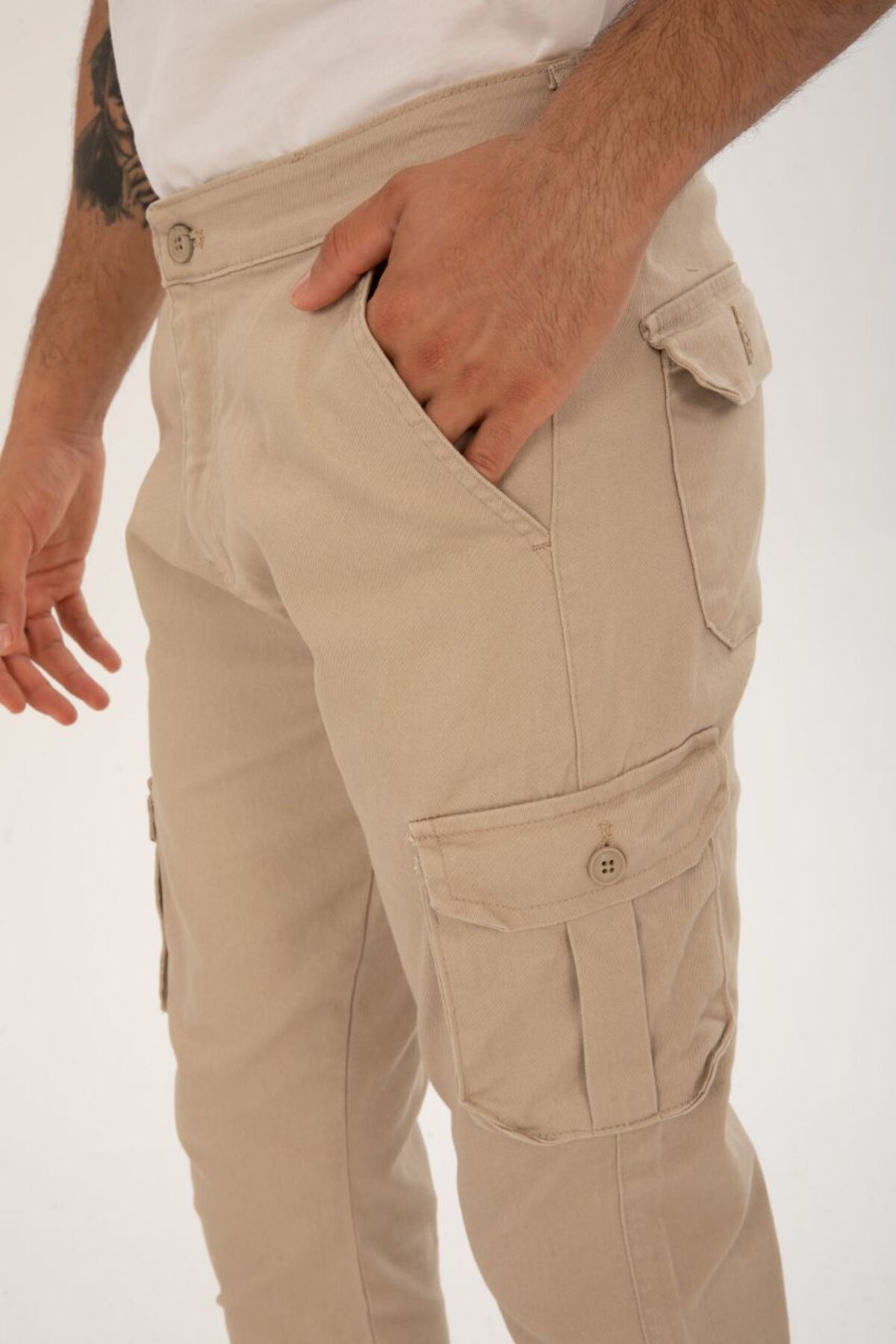 ERKEK BEL KEMERLİ KÖRÜKLÜ JOGGER PAÇA LASTİKLİ PANTOLON