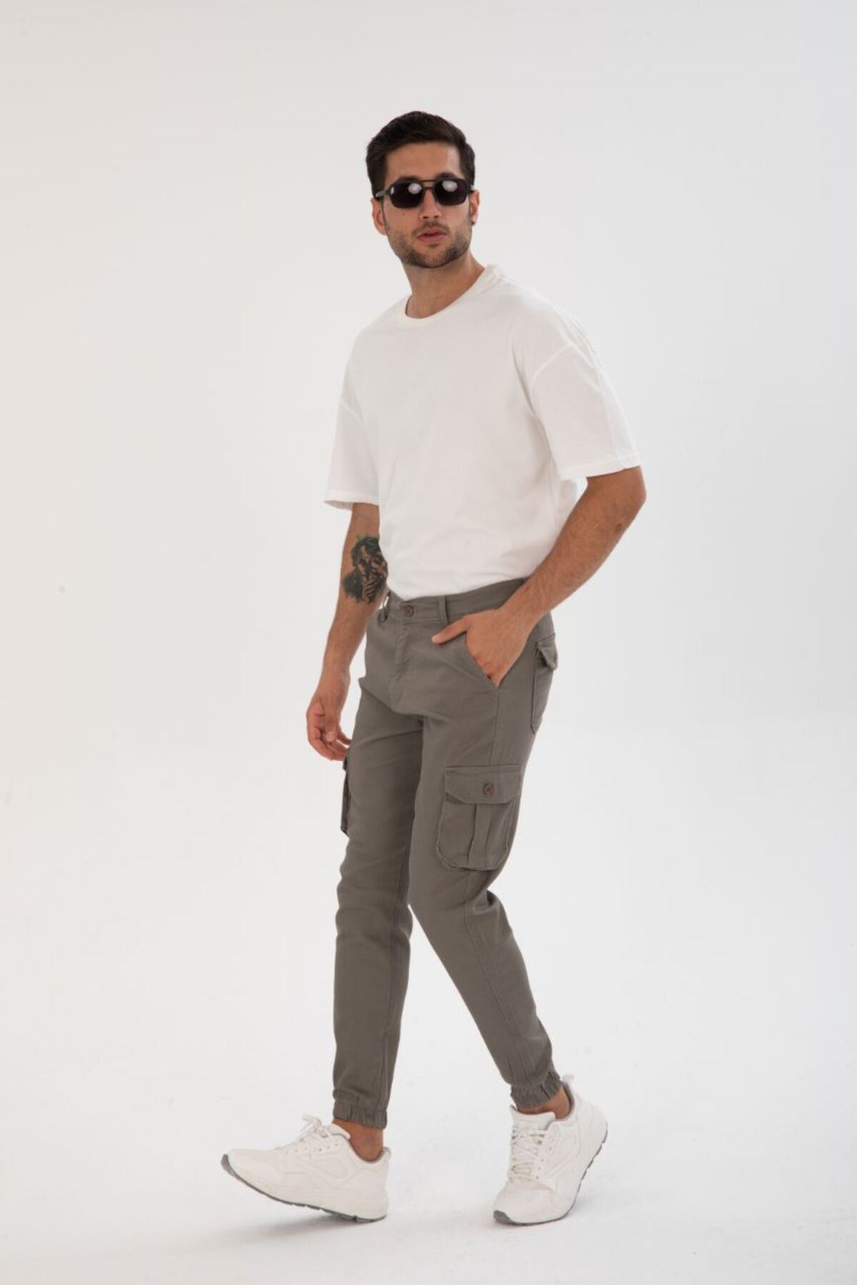 ERKEK BEL KEMERLİ KÖRÜKLÜ JOGGER PAÇA LASTİKLİ PANTOLON