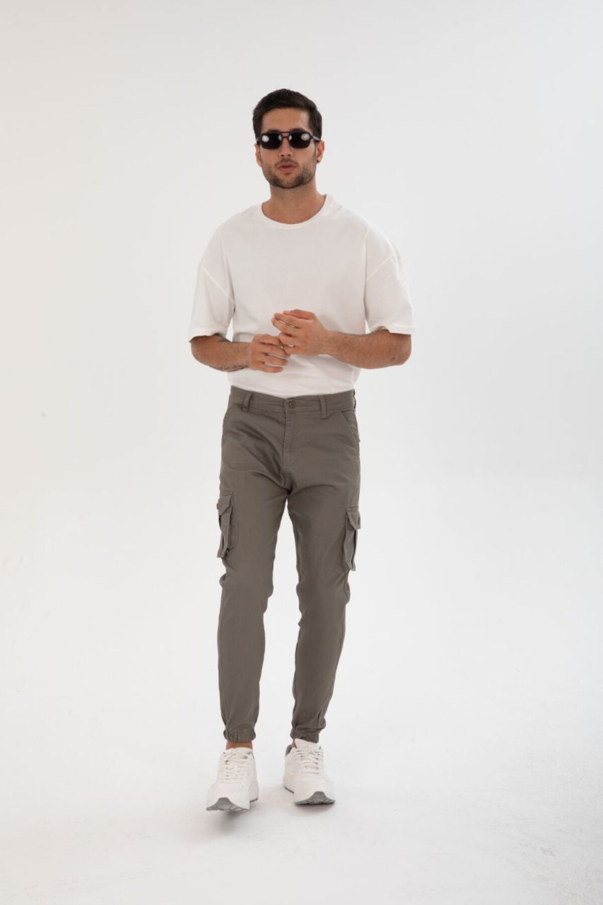 ERKEK BEL KEMERLİ KÖRÜKLÜ JOGGER PAÇA LASTİKLİ PANTOLON