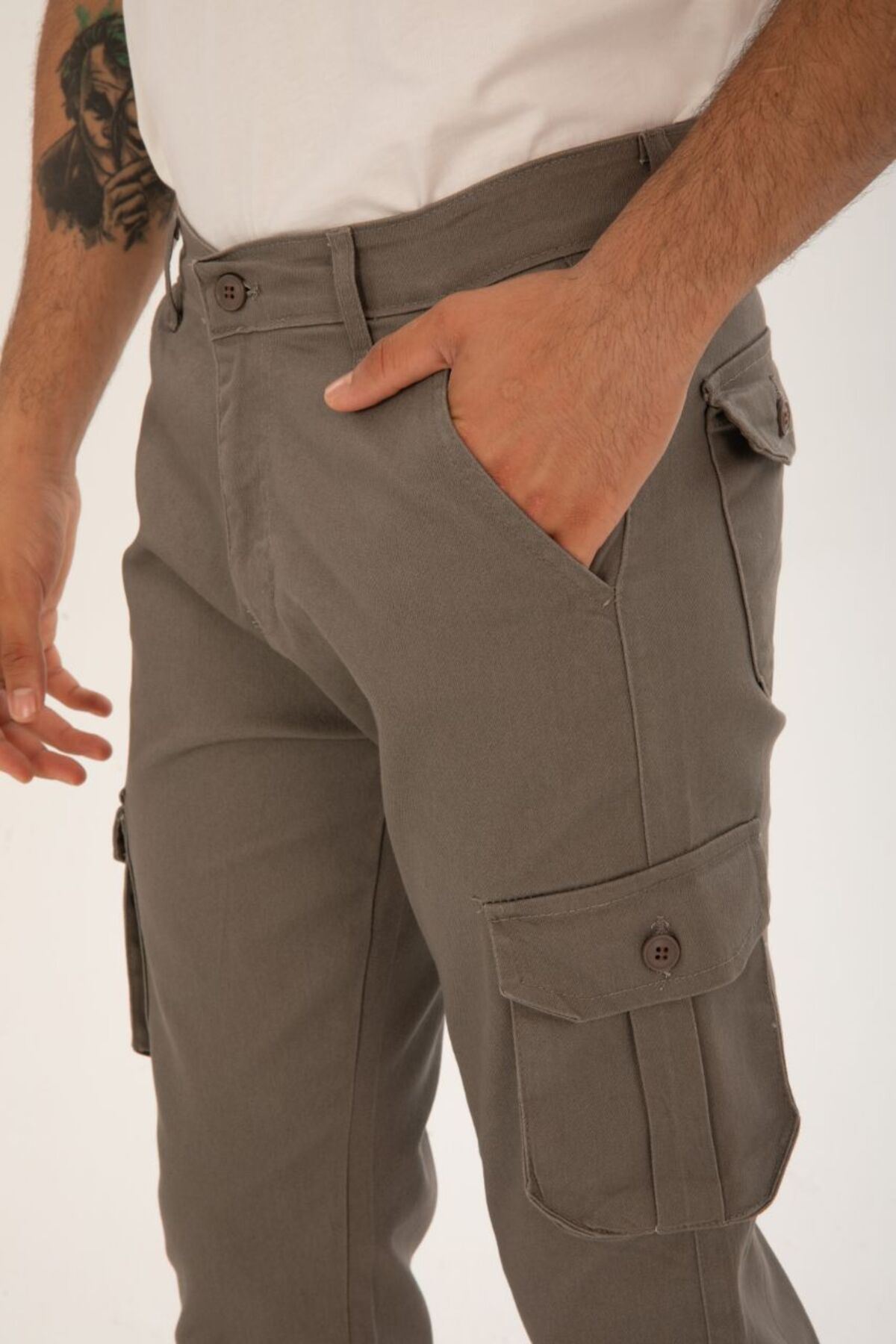 ERKEK BEL KEMERLİ KÖRÜKLÜ JOGGER PAÇA LASTİKLİ PANTOLON