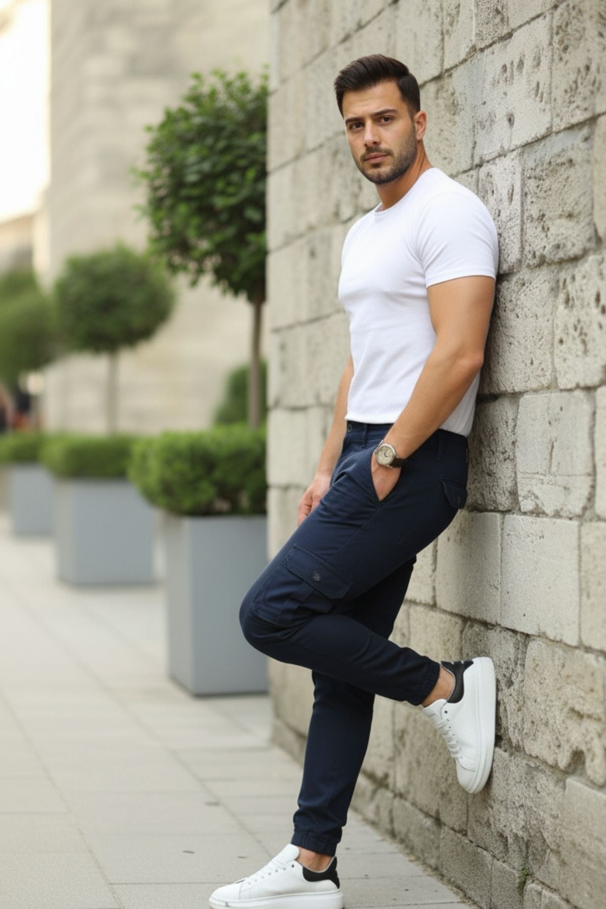 ERKEK BEL KEMERLİ KÖRÜKLÜ JOGGER PAÇA LASTİKLİ PANTOLON