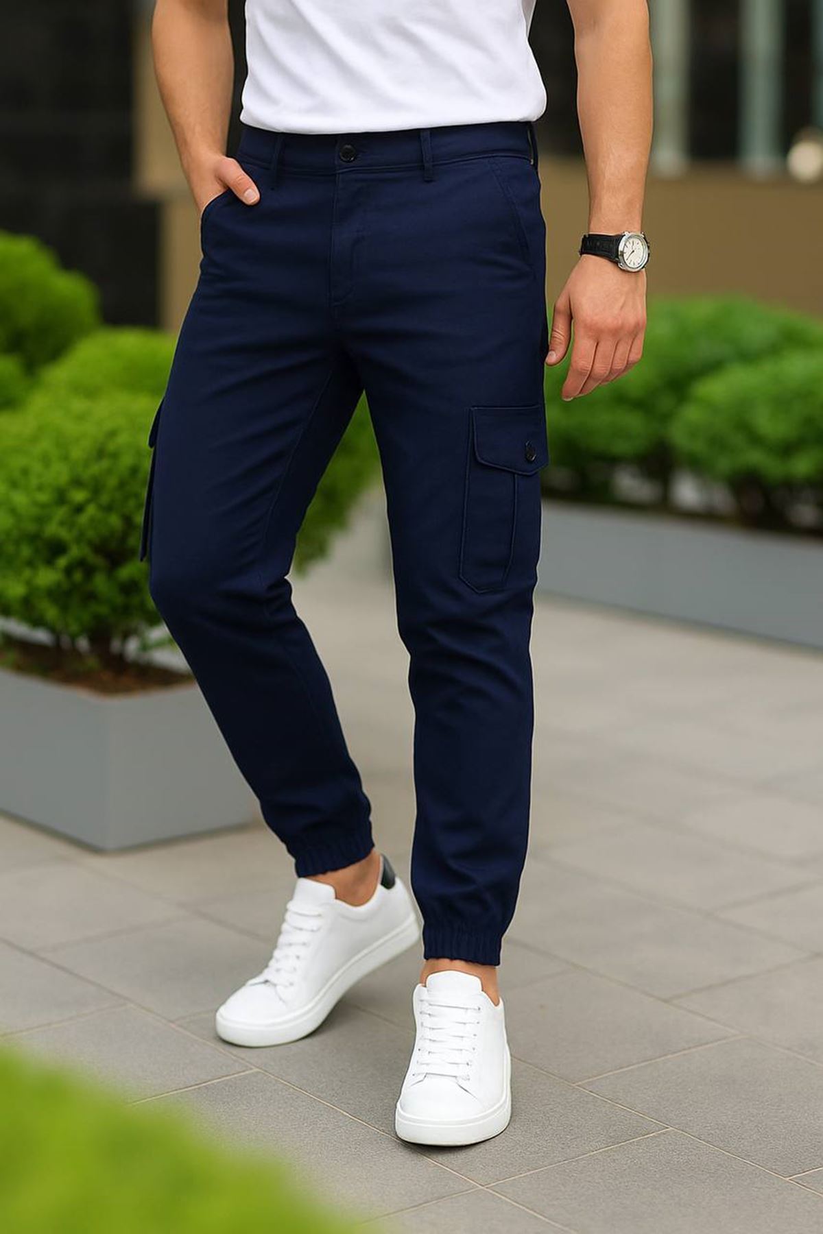 ERKEK BEL KEMERLİ KÖRÜKLÜ JOGGER PAÇA LASTİKLİ PANTOLON