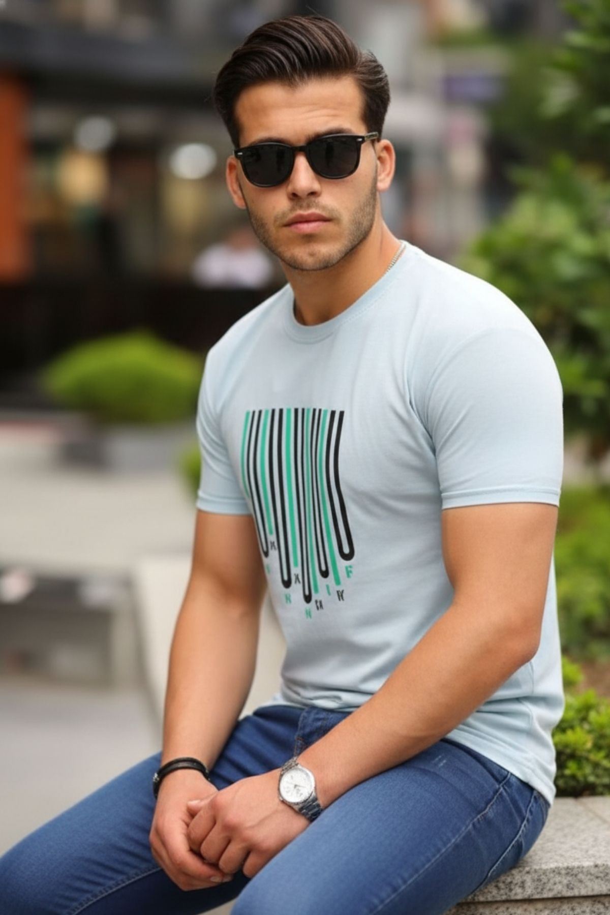 Baskılı Sıfır Yaka T-Shirt