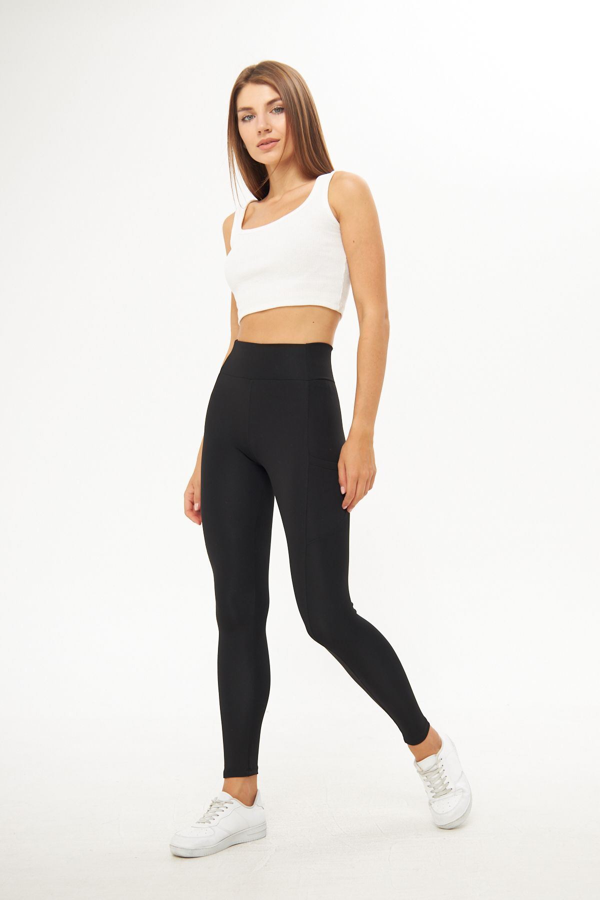 Karyukalı Oval Cepli Tam Boy Tayt