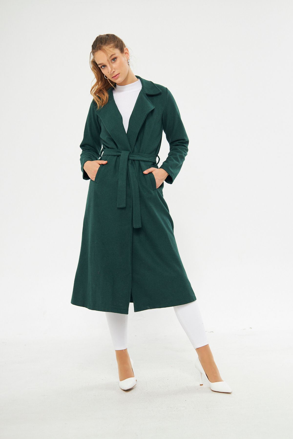 KADIN KAŞE ASTARSIZ KUŞAKLI KABAN