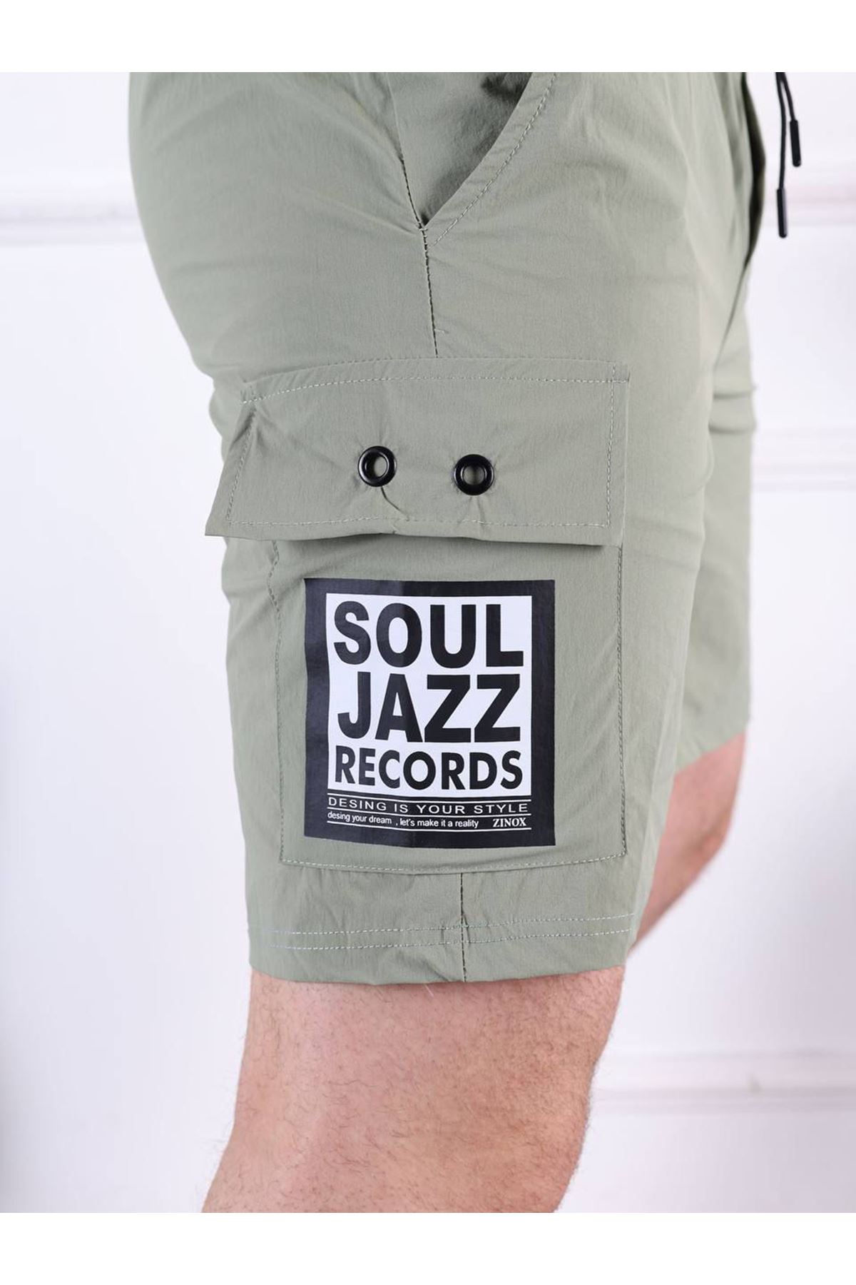 Erkek Paraşüt Kumaş Bel Lastikli Baskı Detaylı Kapri