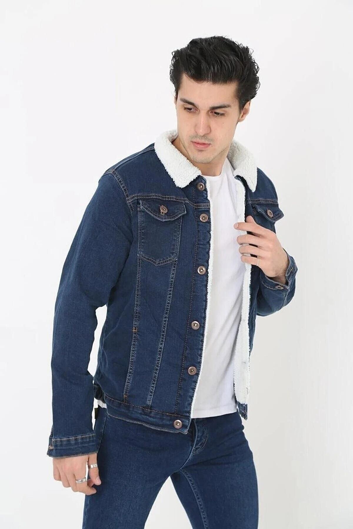 Erkek Içi Kürklü Kot Ceket