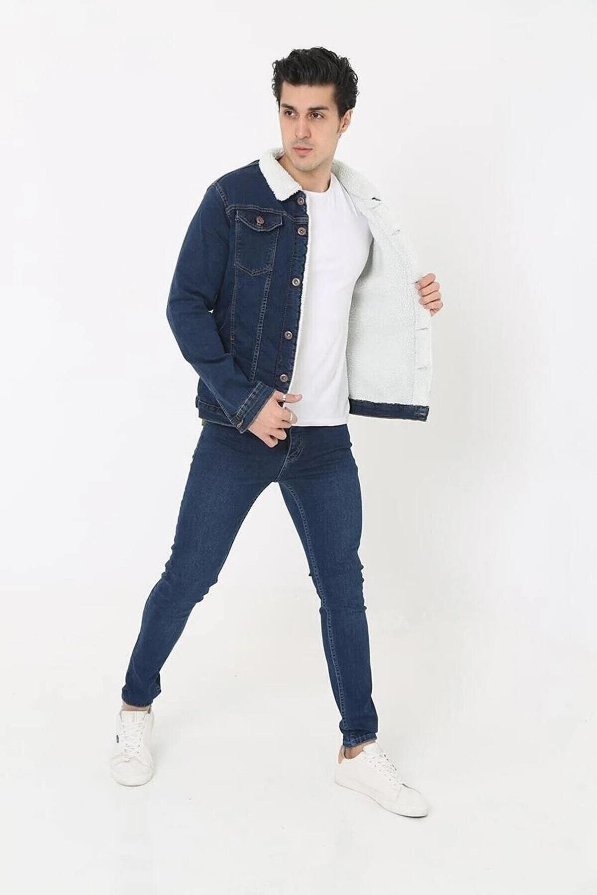 Erkek Içi Kürklü Kot Ceket