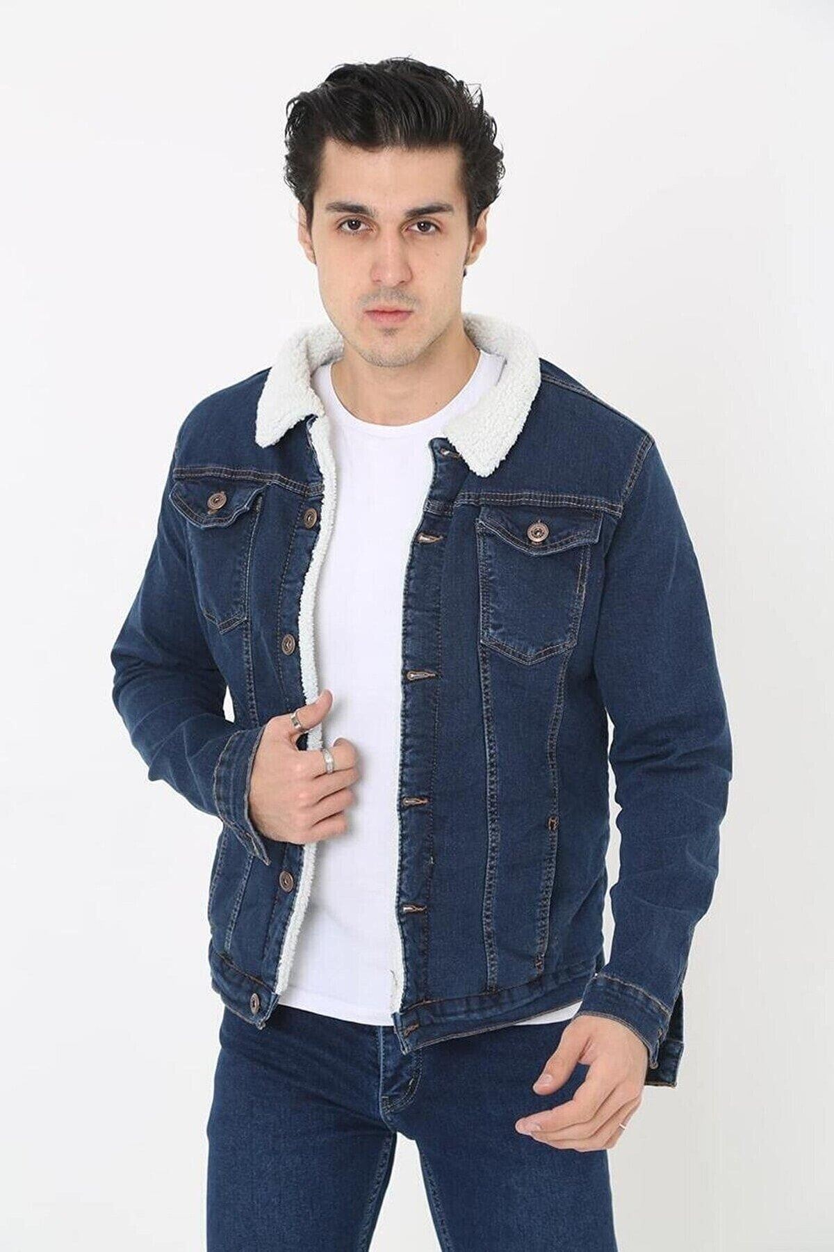 Erkek Içi Kürklü Kot Ceket