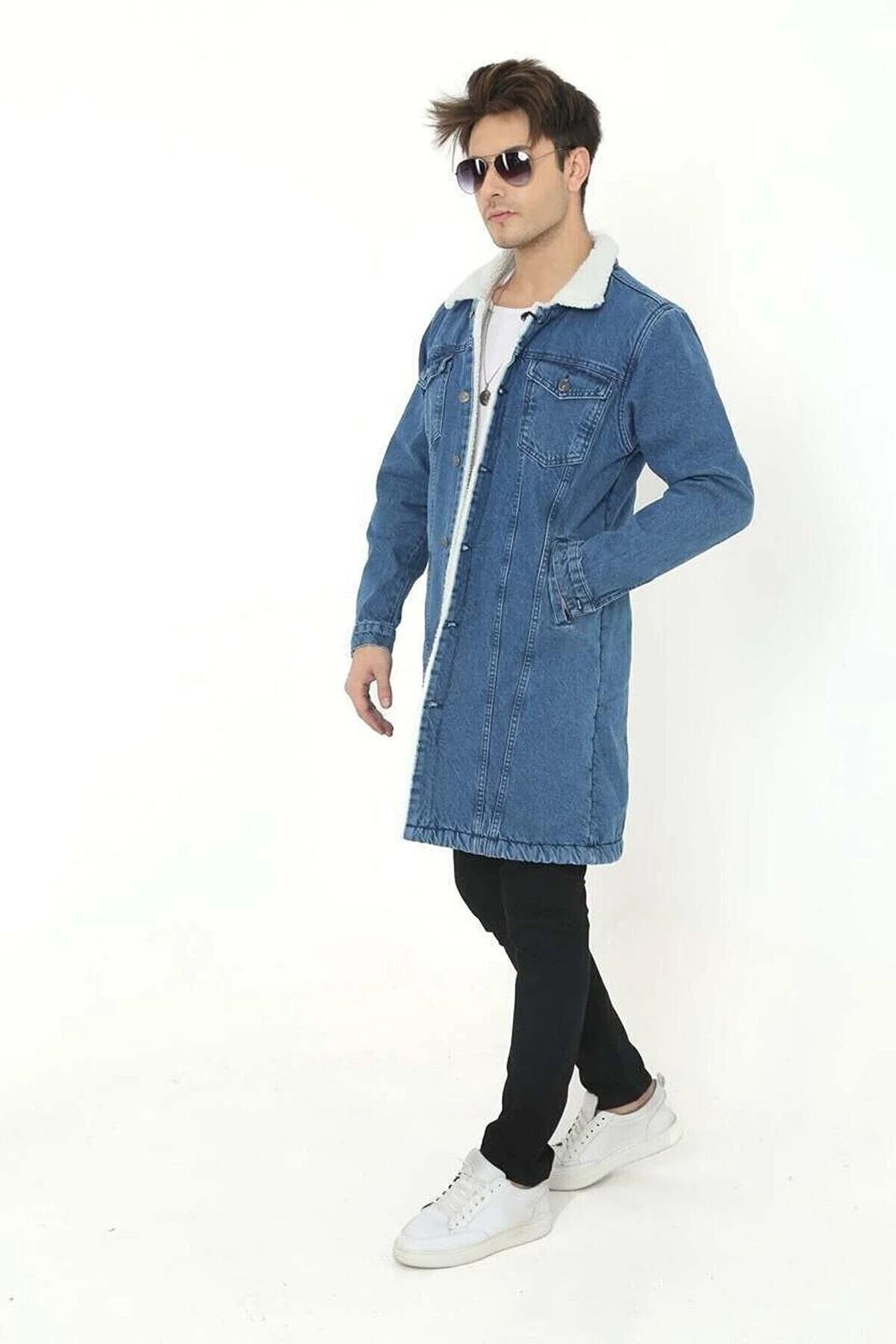 Erkek Içi Kürklü Kot Ceket