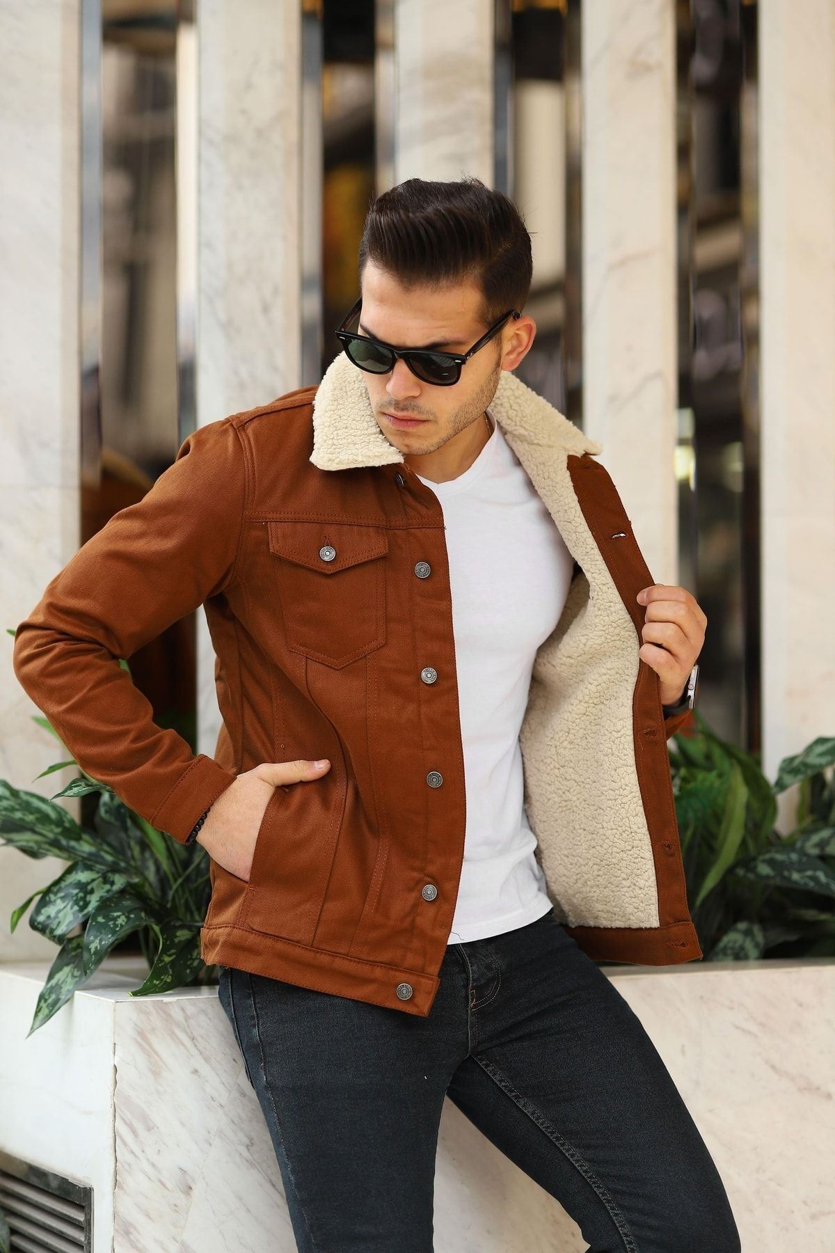 Erkek Içi Kürklü Kot Ceket