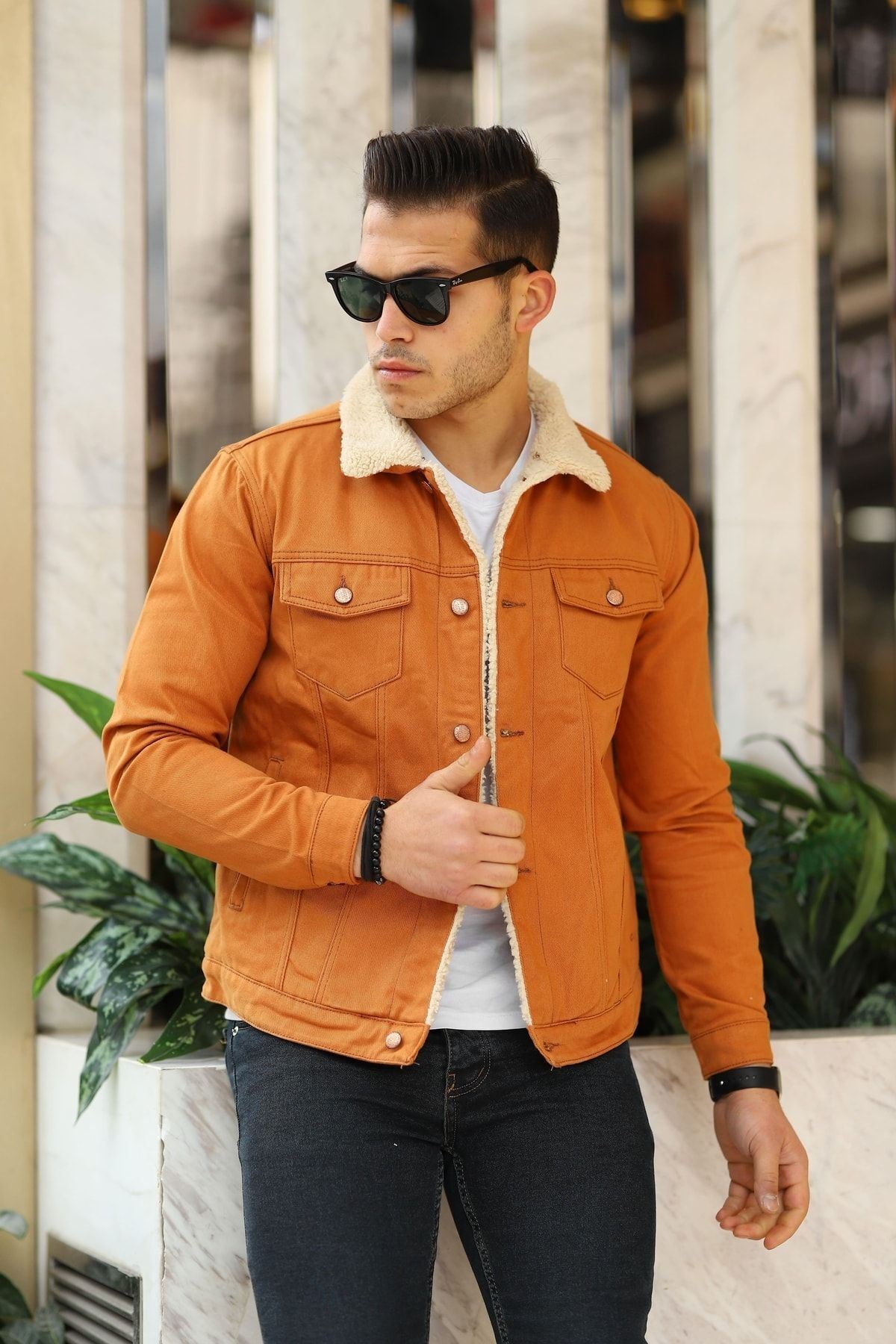 Erkek Içi Kürklü Kot Ceket