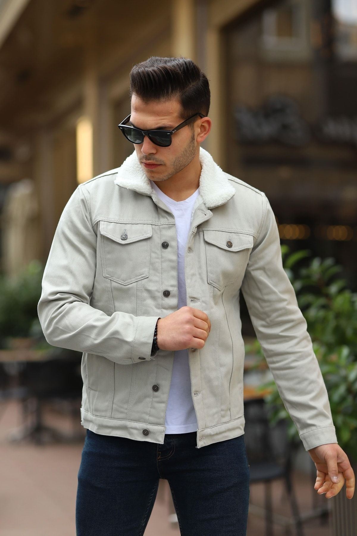 Erkek Içi Kürklü Kot Ceket