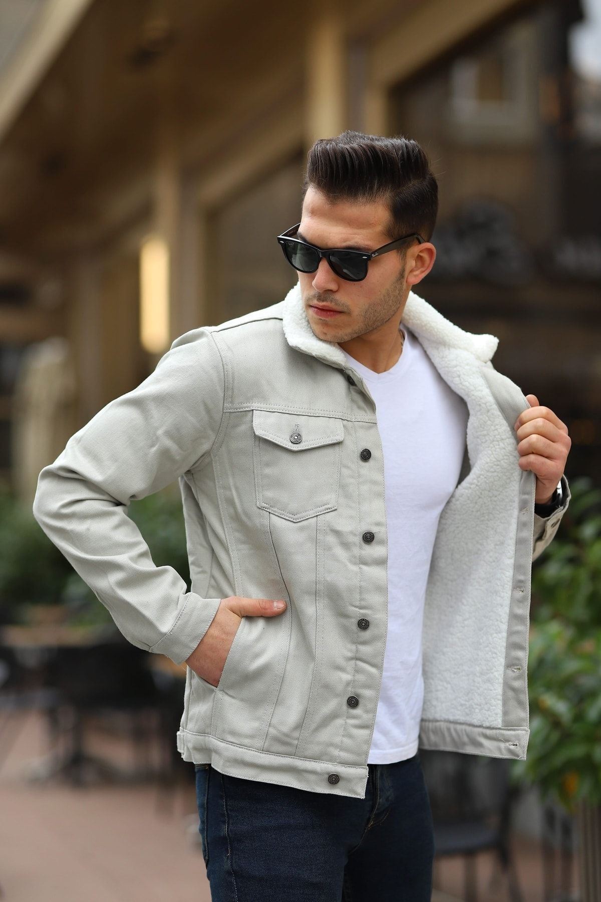 Erkek Içi Kürklü Kot Ceket