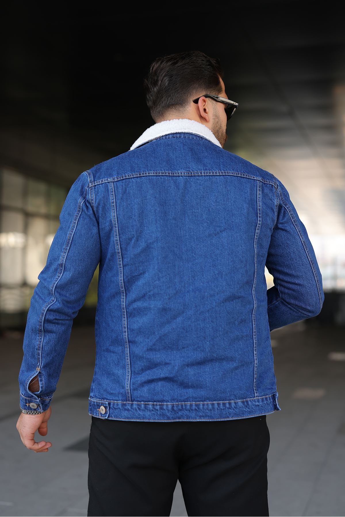 Erkek Trend Kışlık Içi Kürklü K.Mavi Kot Ceket