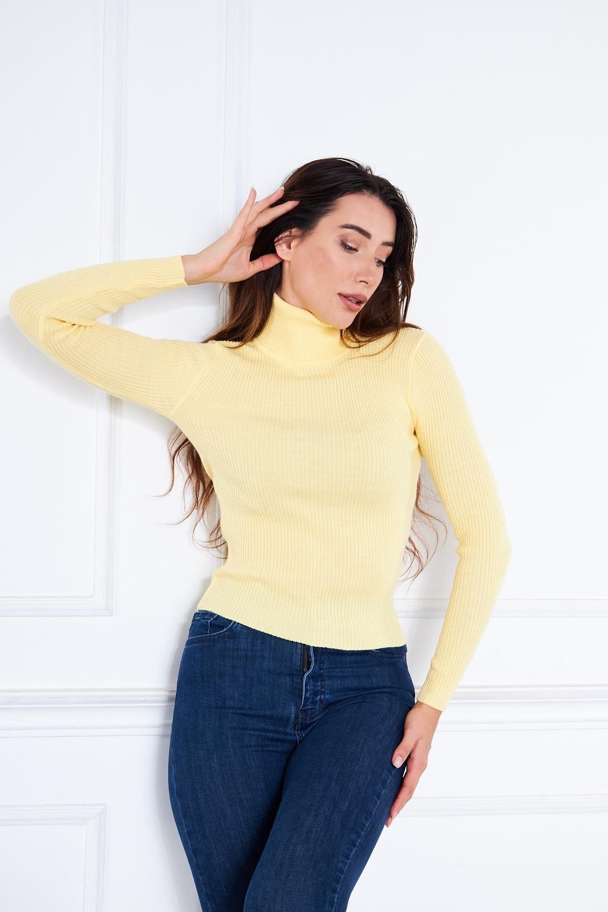 Kadın Balıkçı Yaka Fitilli Kazak