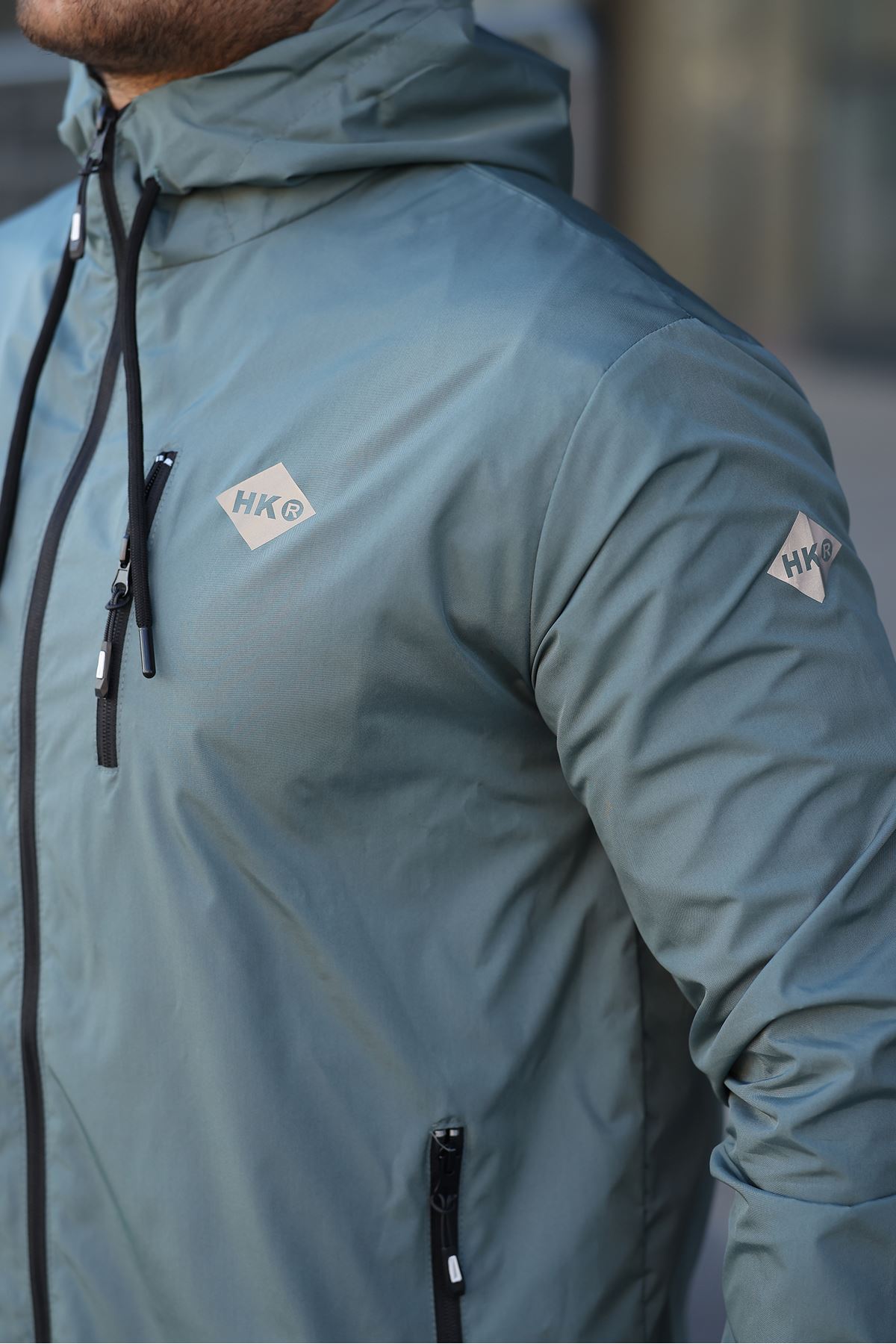 Erkek İçi Astarlı Suya Dayanıklı Kapüşonlu Cepli Yağmurluk