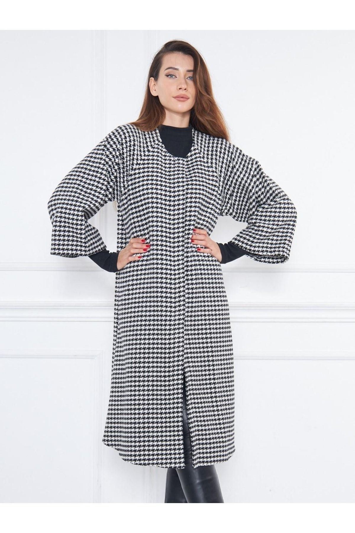 Kadın Oversize Uzun Kol Kaşe Panço