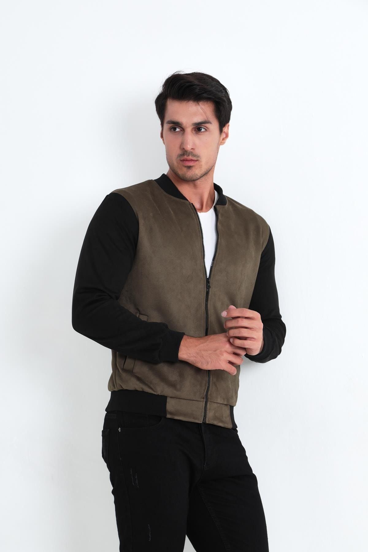 Erkek Dar Kesim Nubuk Süet Astarsız Likralı Su Itici Kolej Ceket