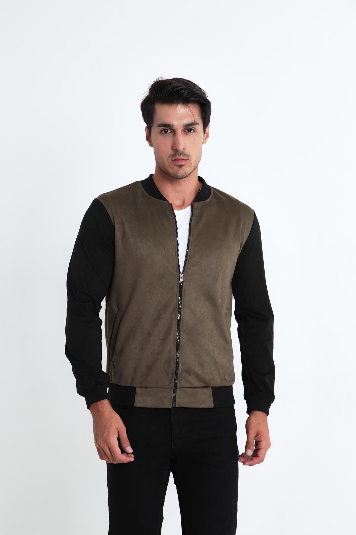 Erkek Dar Kesim Nubuk Süet Astarsız Likralı Su Itici Kolej Ceket