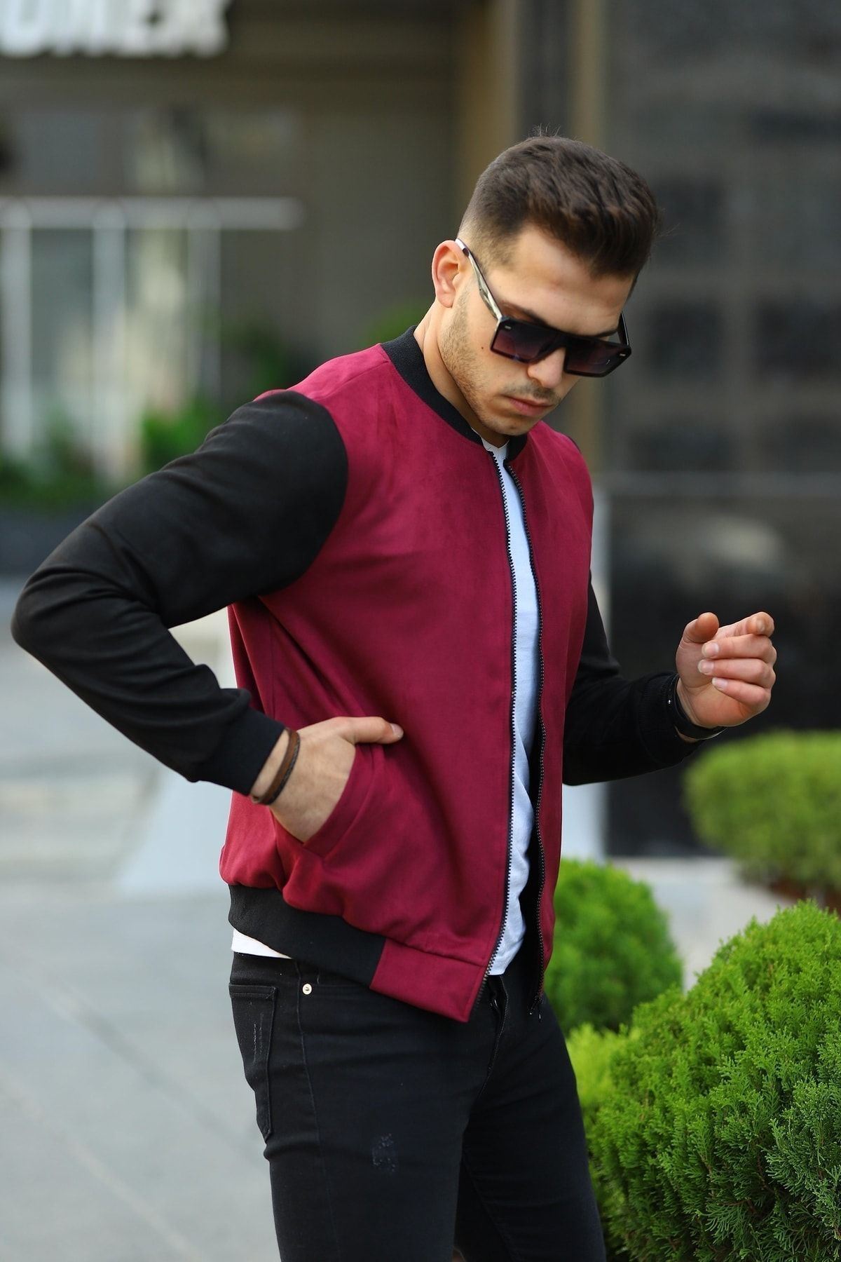 Erkek Dar Kesim Nubuk Süet Astarsız Likralı Su Itici Kolej Ceket