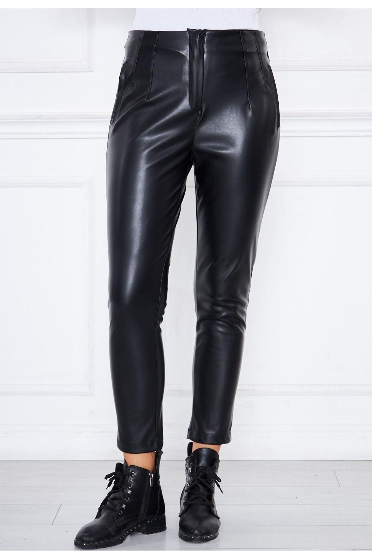 Kadın Deri Cepsiz Pantolon