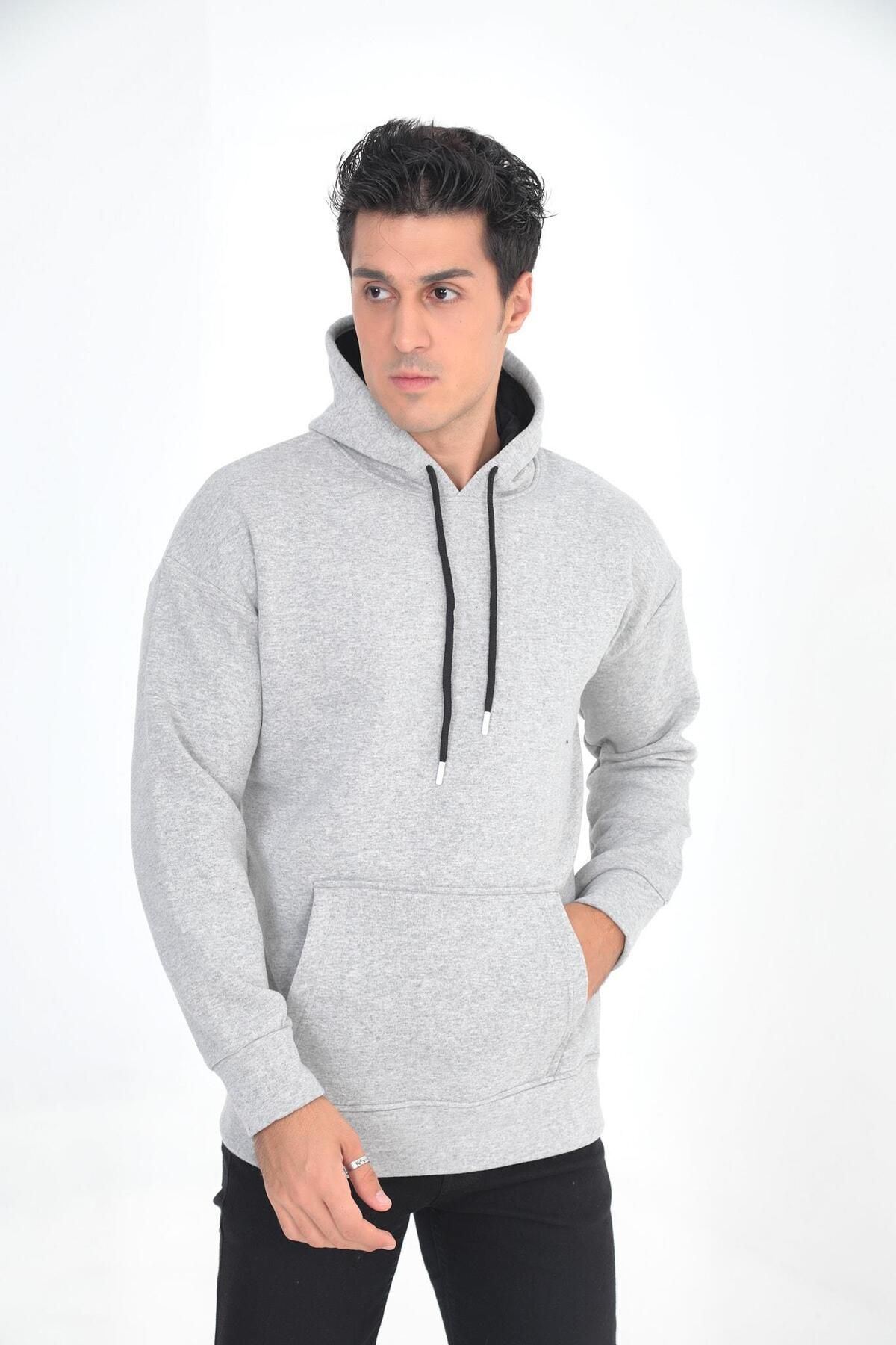 Erkek Oversize Kanguru Cep Sweatshirt